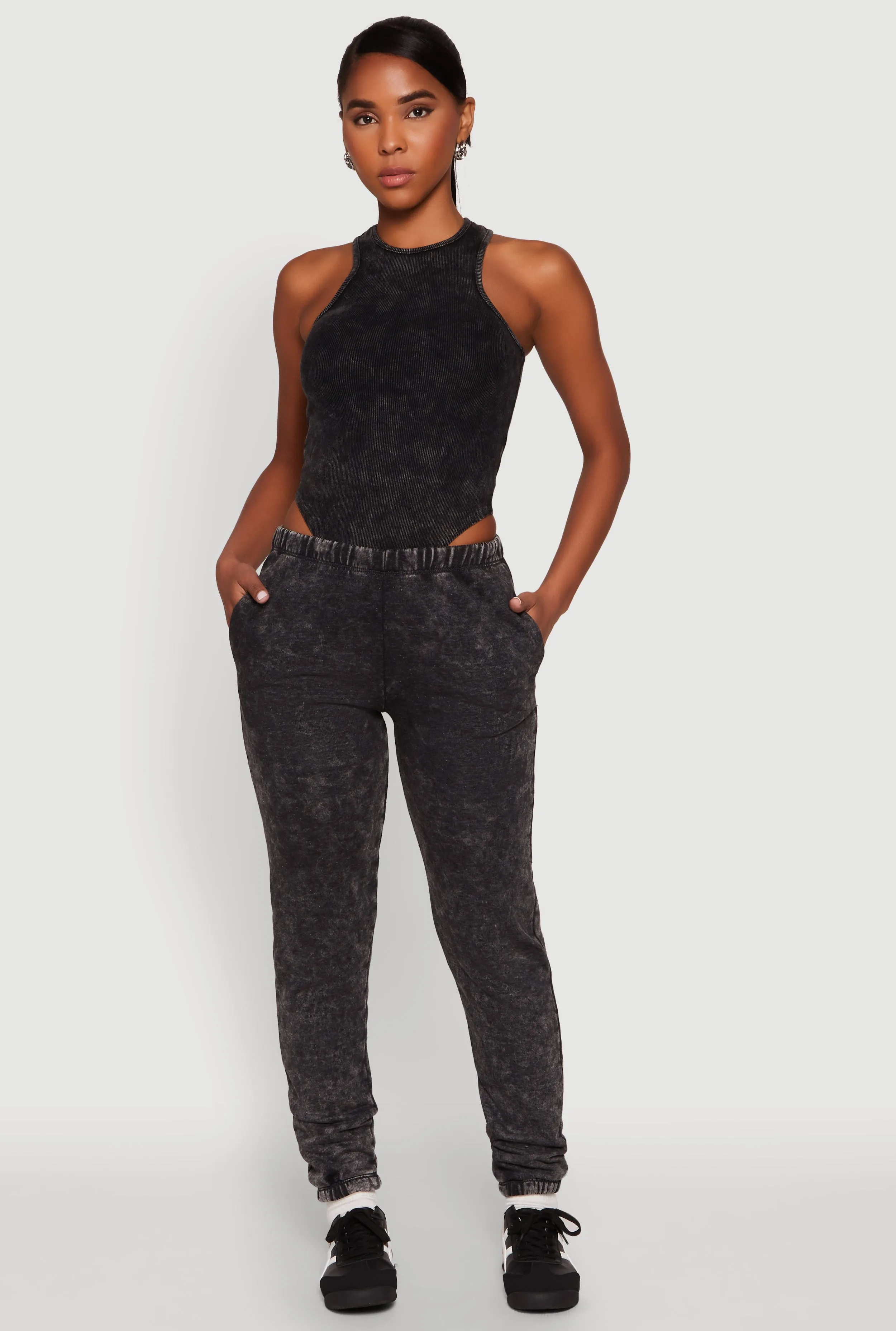 Gym Elegant Mineral Wash Rib Knit Bodysuit