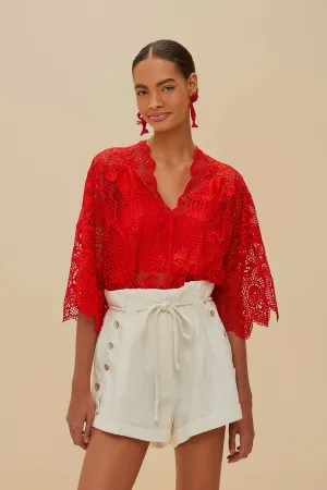 Unique Resort Cool Singer Red Landscape Guipure Bodysuit