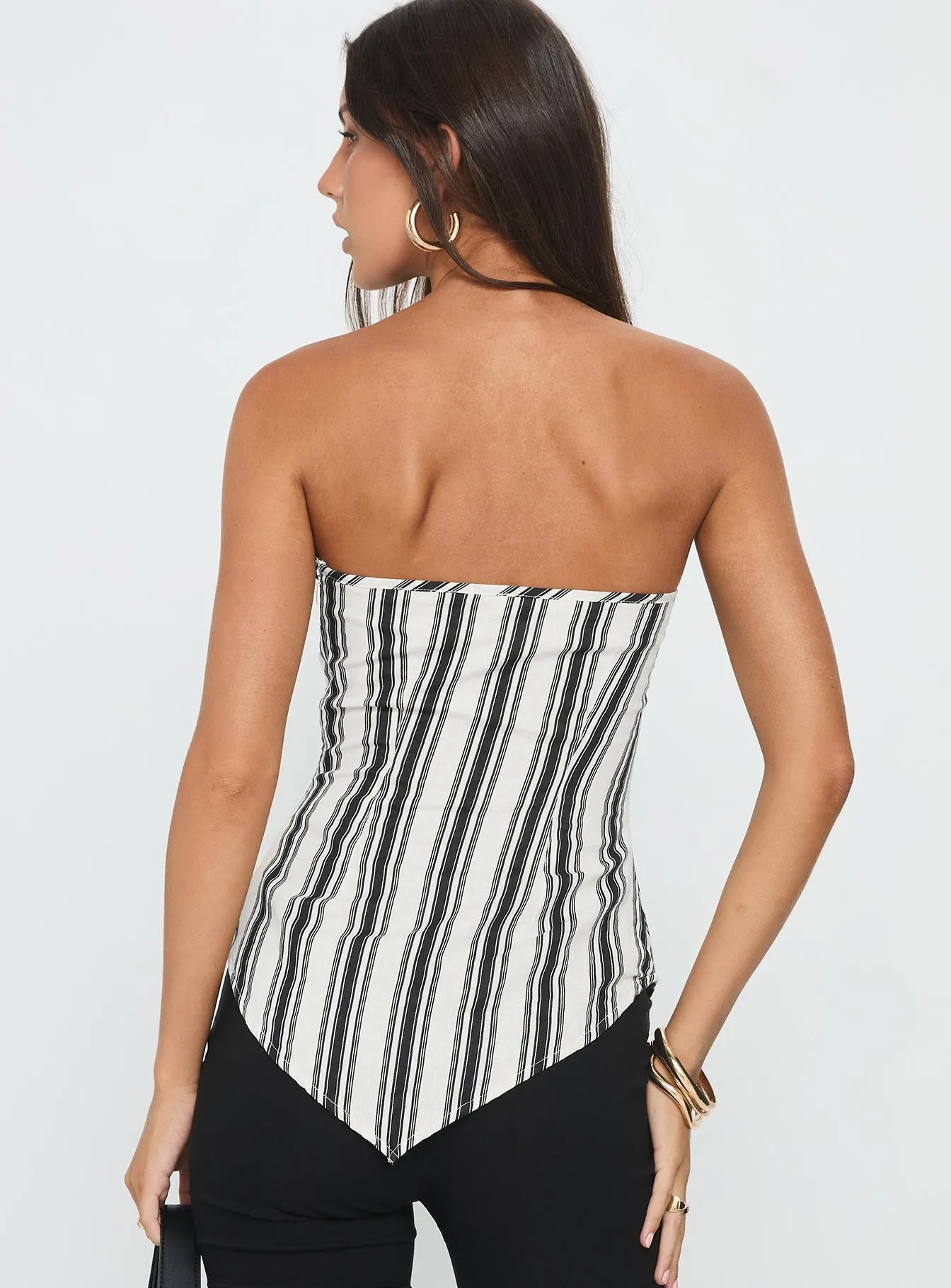 Cozy Sweatshirt OdorResistant Technology Palo Alto Strapless Scarf Top Black / White Stripe