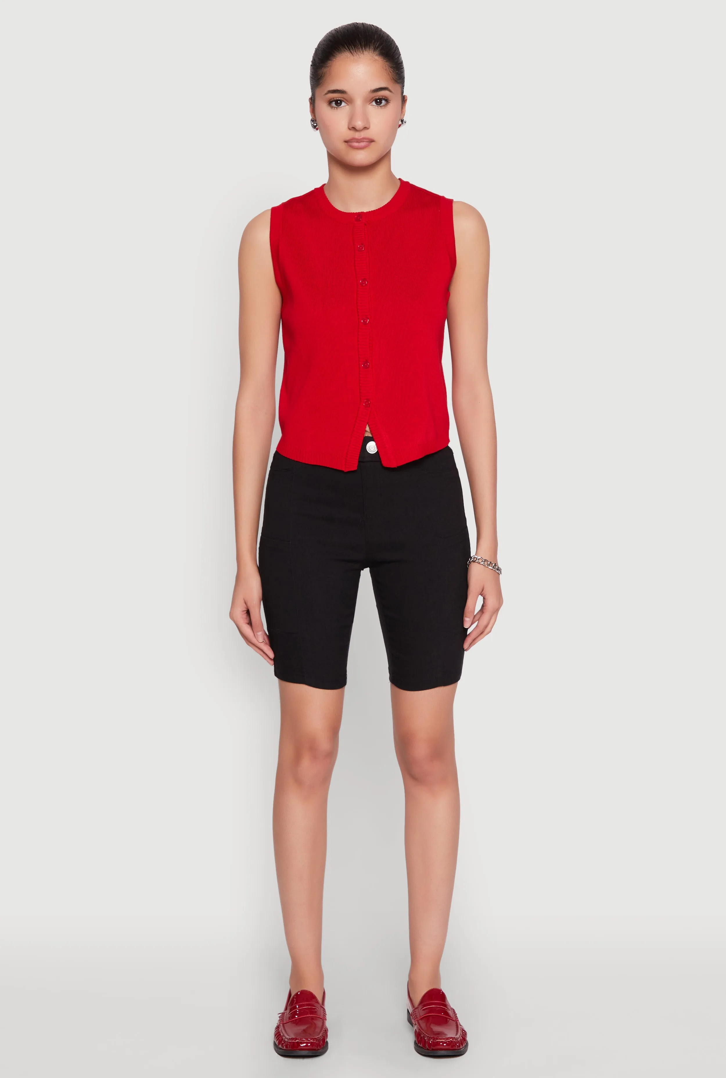 Hyper Stretch Pintuck Bermuda Shorts Fun Patterns