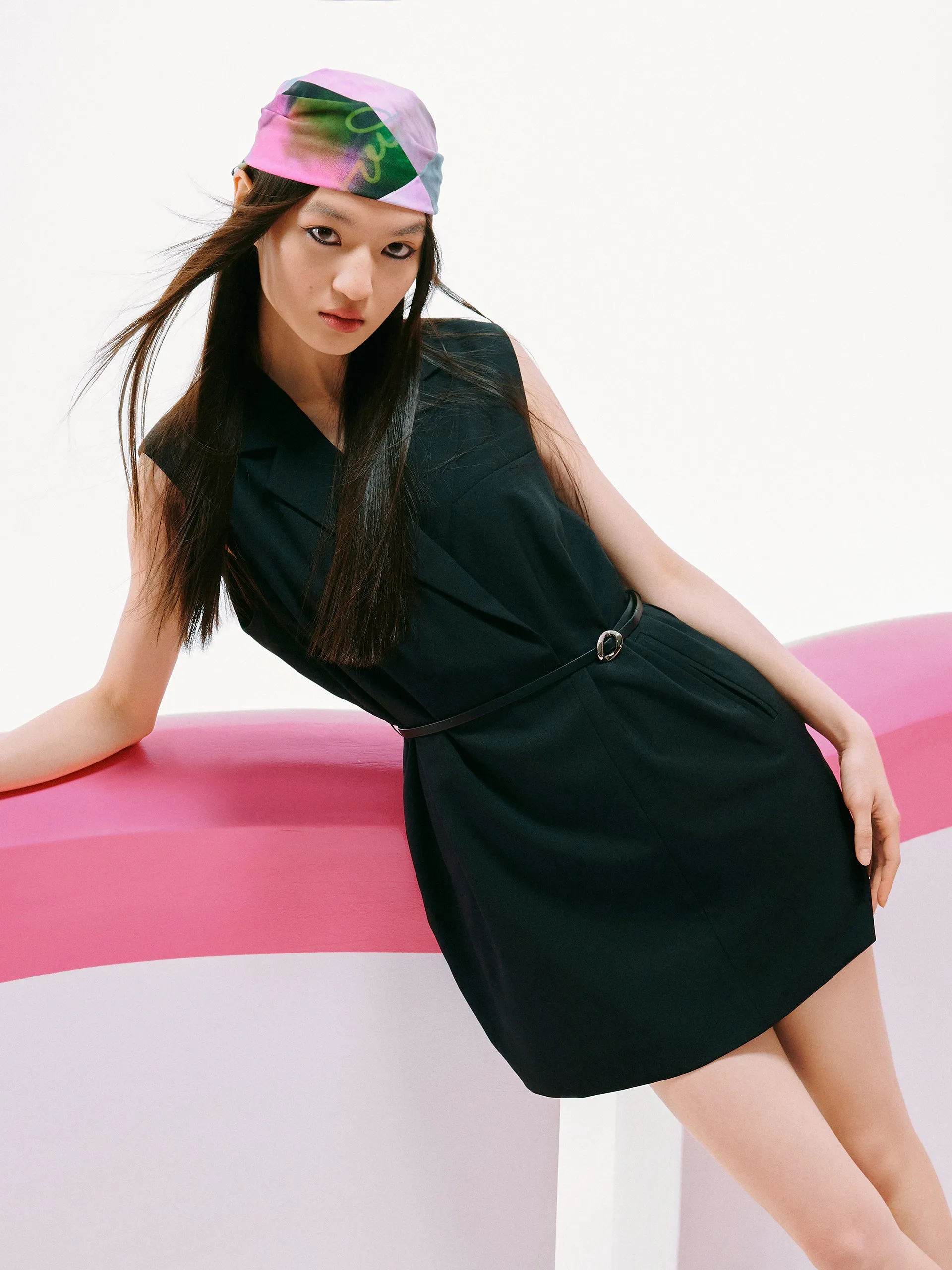 Belt Included Sleeveless Blazer Dress Fashion Rebel