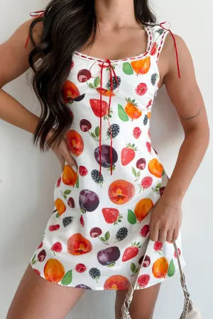 Youthful Chic Breathable Material Deliciously Fruity Fruit Print Mini Dress (Multi)