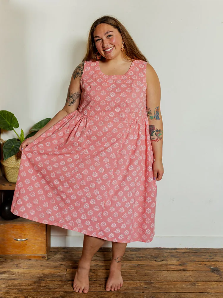 CompactPackaging Melody Plus Size Midi Dress - Floral Stamp Rose