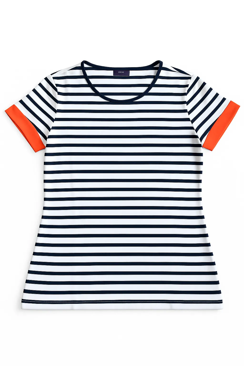 LA CIOTAT - Striped Tee for Women (WHITE / NAVY / ORANGE) Windproof Fabric