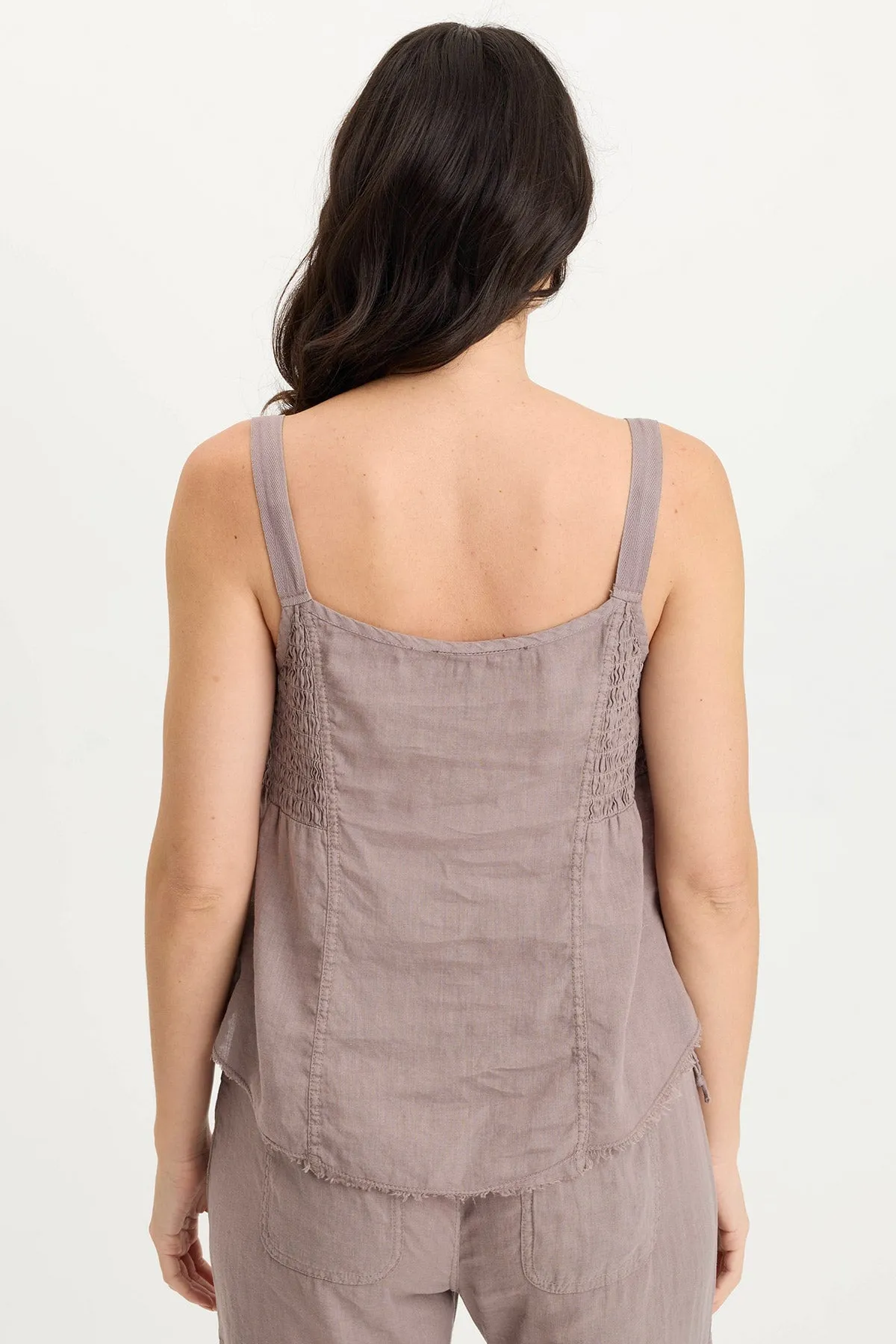 Fernley Linen Ruched Tank Utility Mode HypoallergenicMaterial