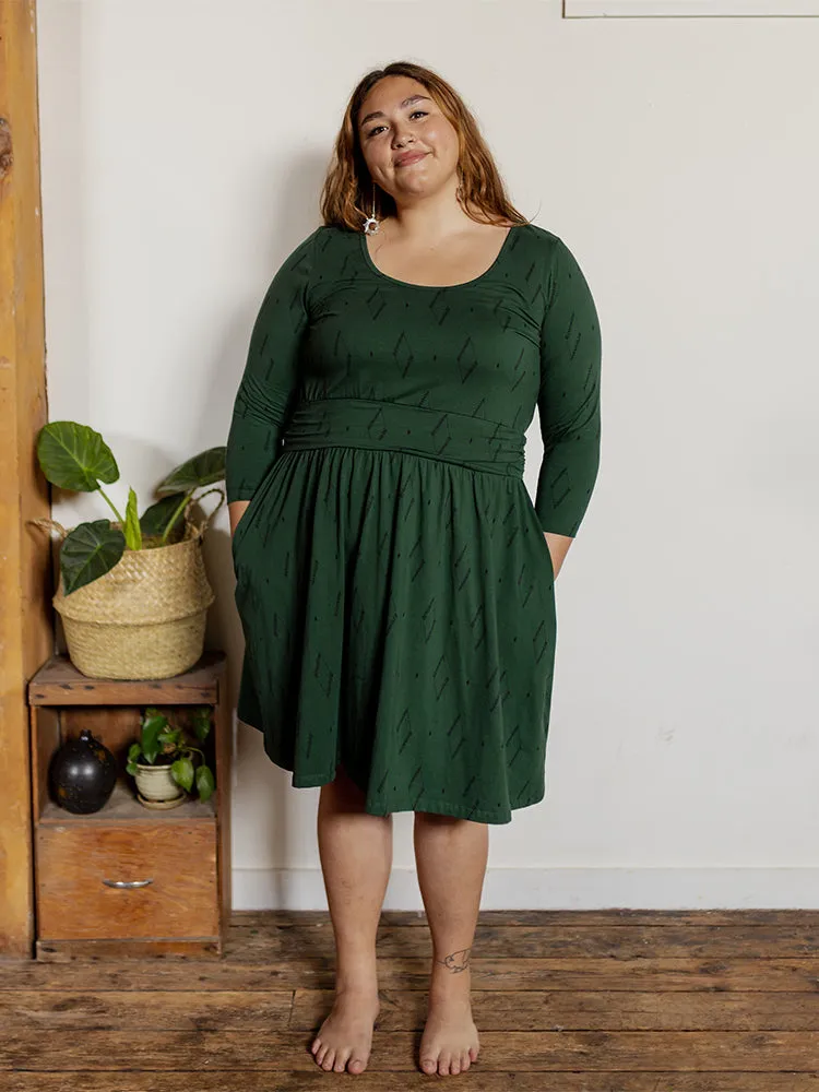 Street Glow Novela Plus Size Dress - Diamond Vine Dark Sage