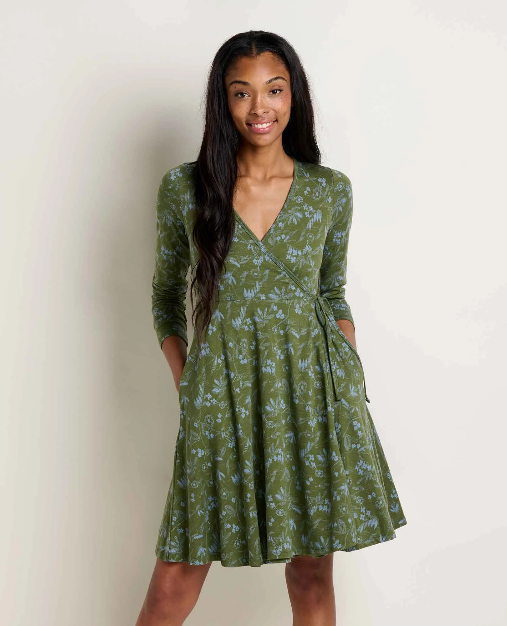 Freesia Long Sleeve Wrap Dress EasyAdjustStraps
