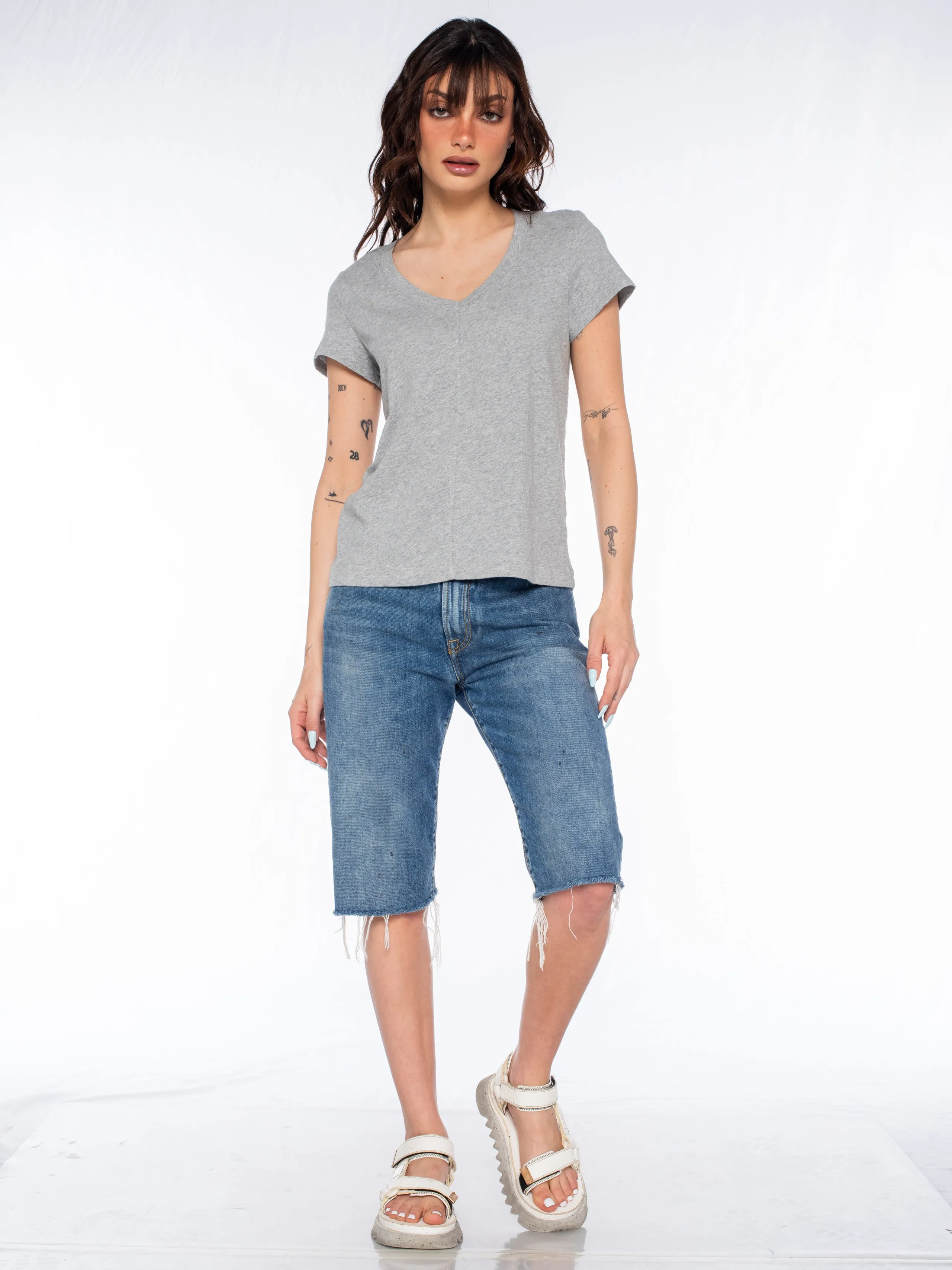 Slim Deep V-Neck Rib Back Tee EcoFriendlyMaterial