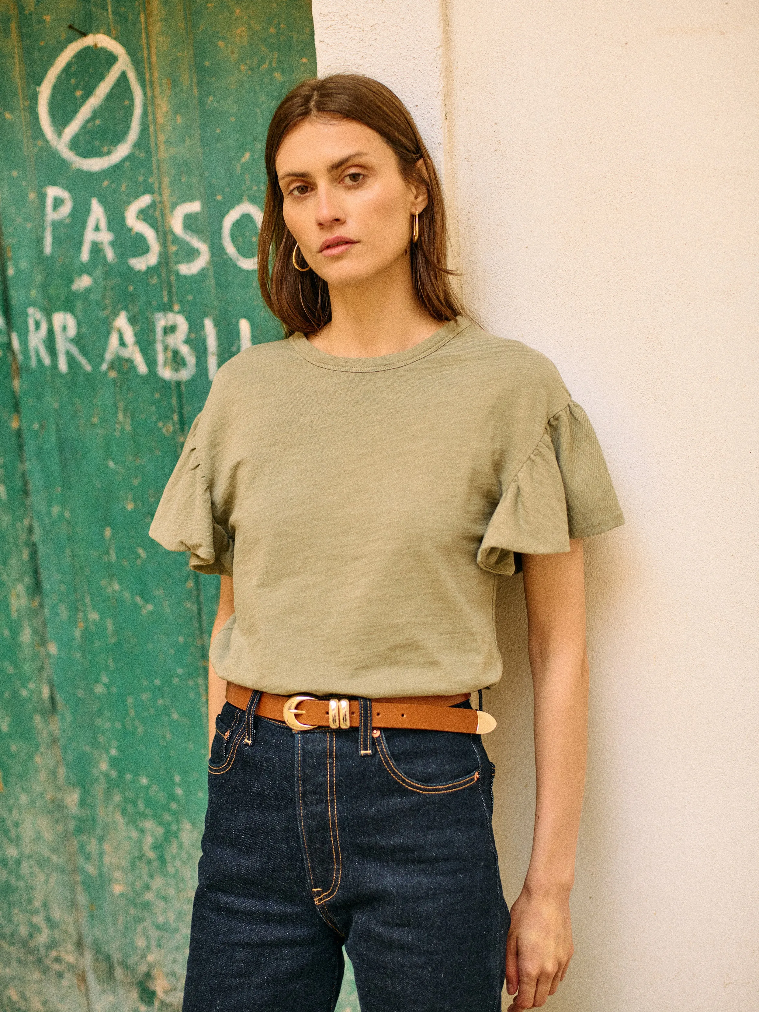 Camille Ruffle Tee TactileStitching TearResistant