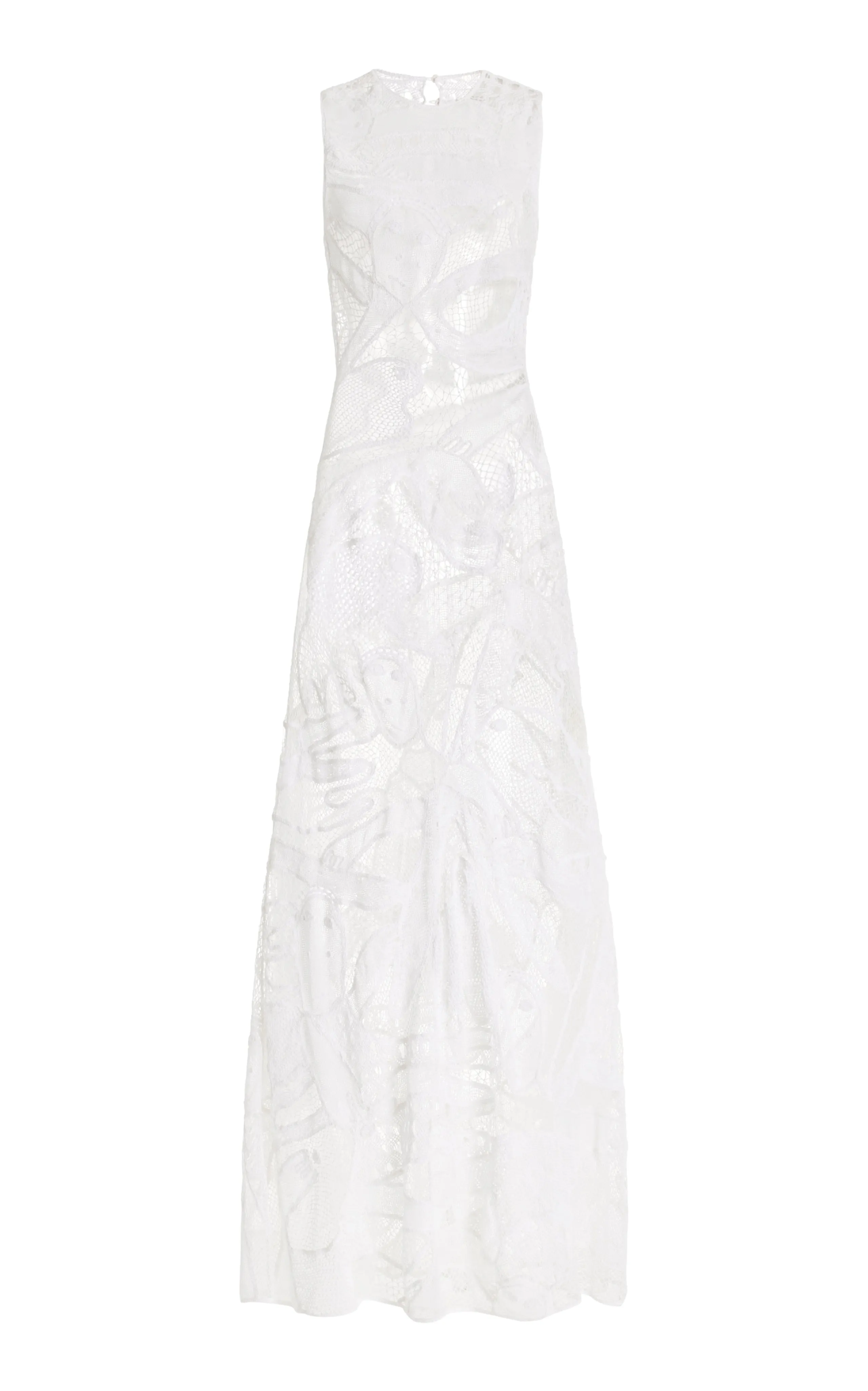 Nature Base Tati Crochet Maxi Dress in White Cotton