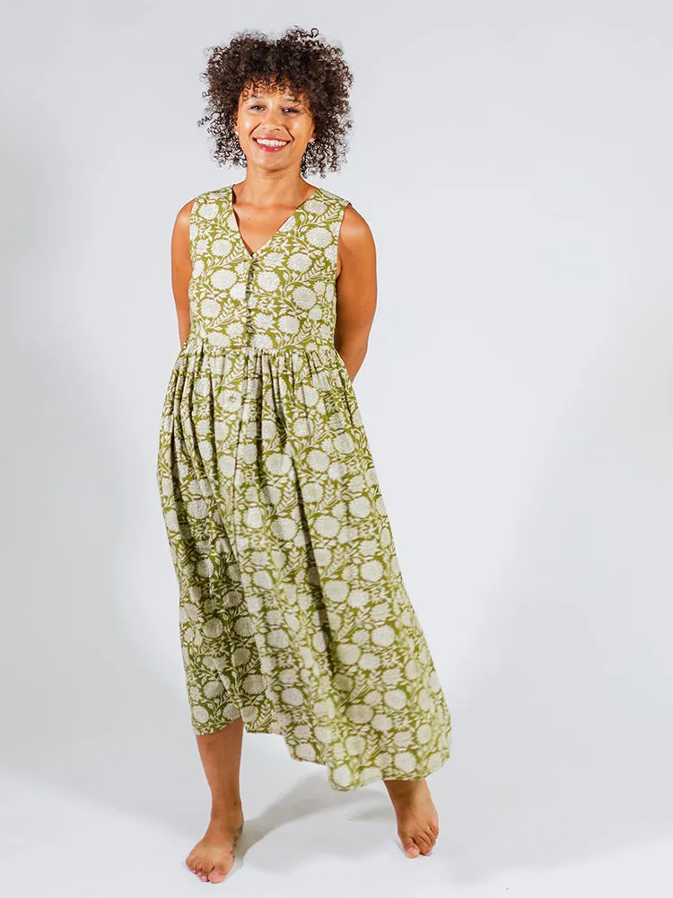 Olivia Dress - Pear Floral LayeredConstruction Gloss Fit