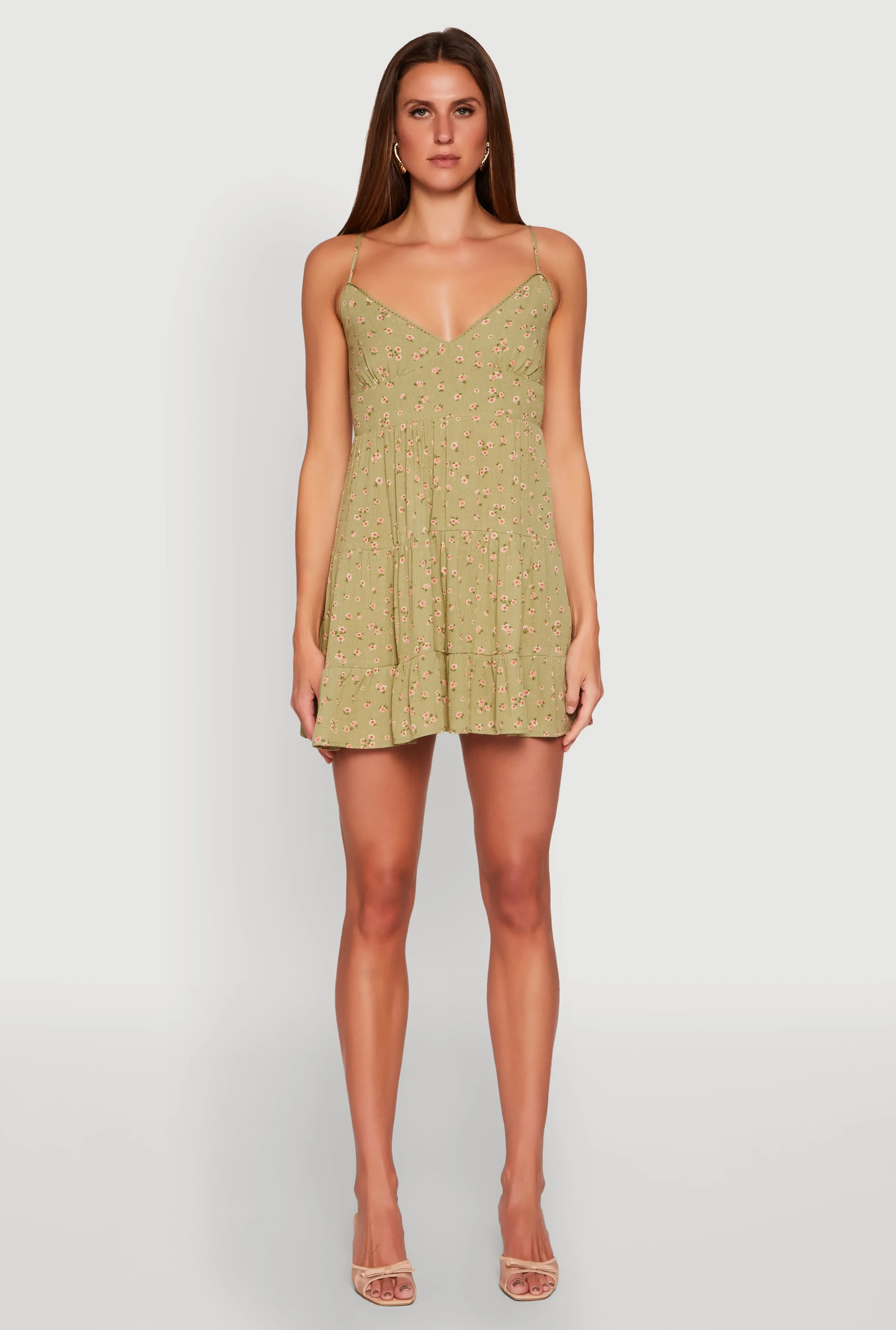 Fun Twist Versatile Wear Ditsy Floral Print Tiered Dress