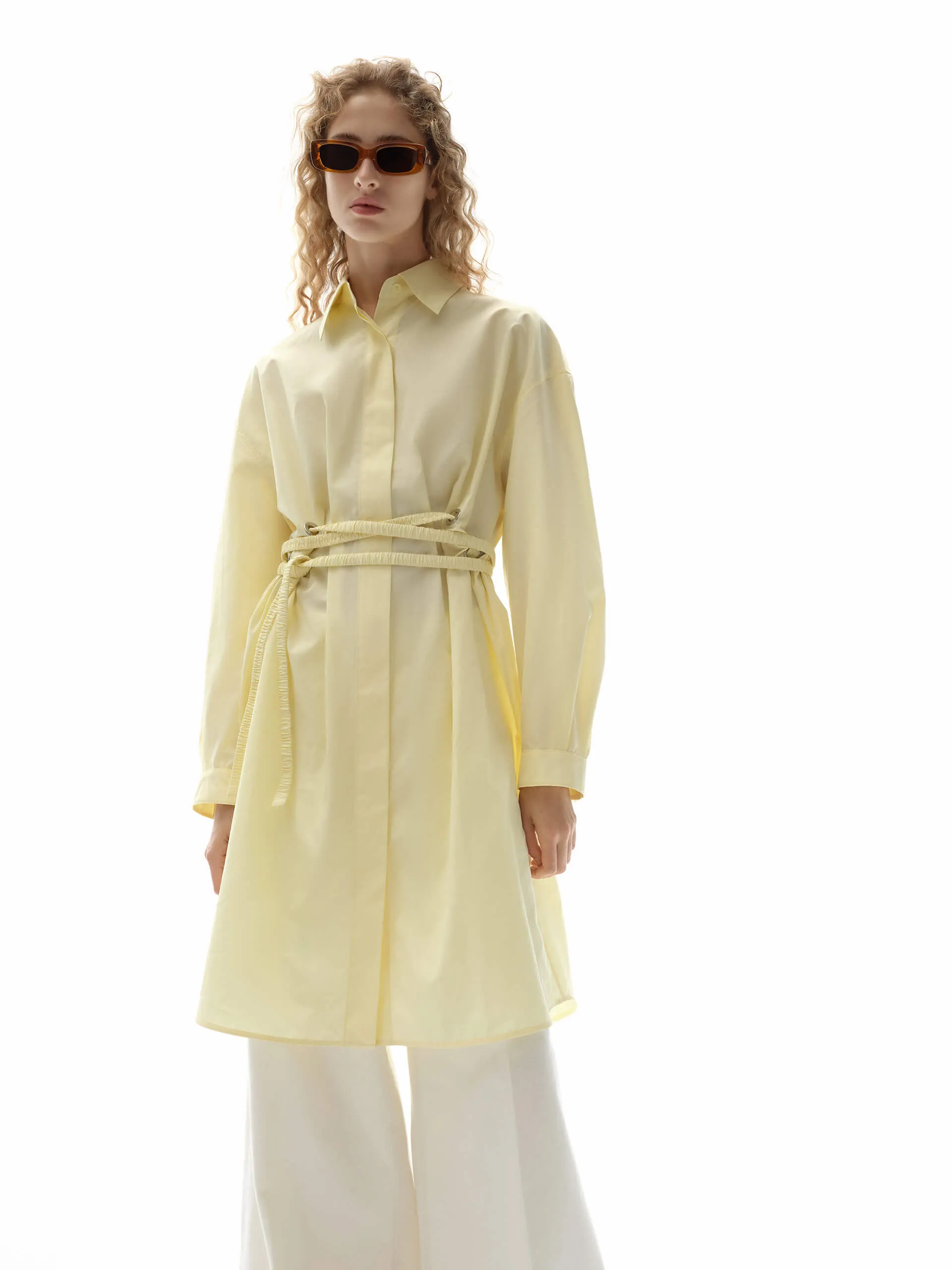 Tie Detail Shirt Dress Bamboo Path Korean Vibe