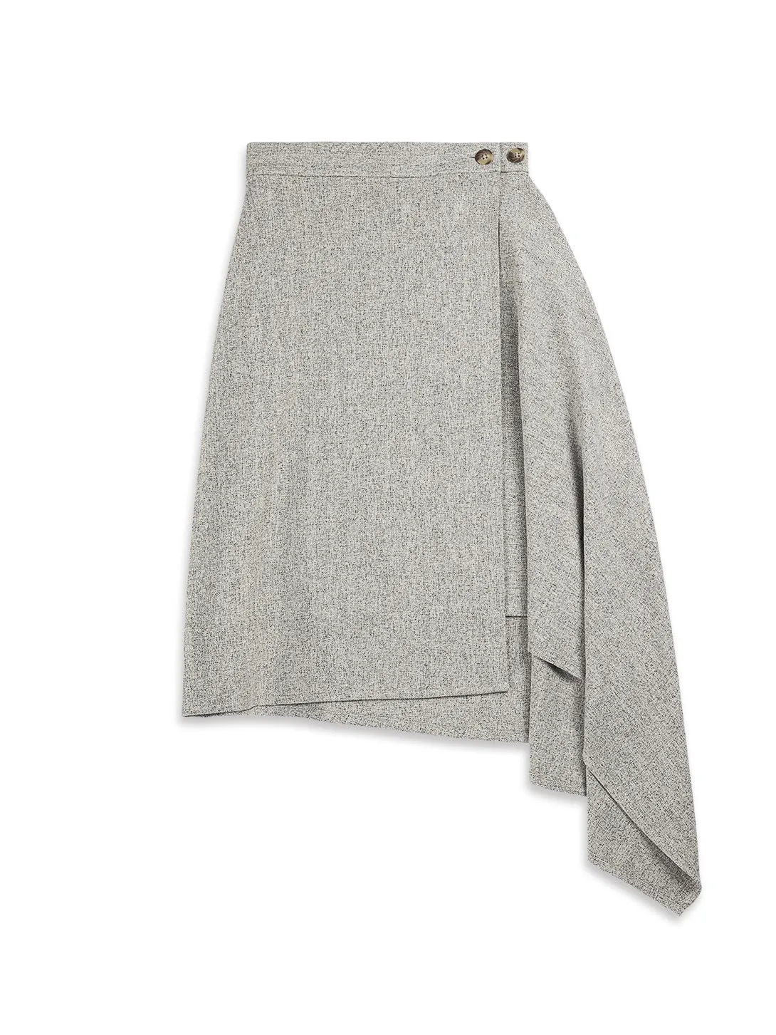 Synthetic Blend Signature Detail Asymmetric Wrap Skirt