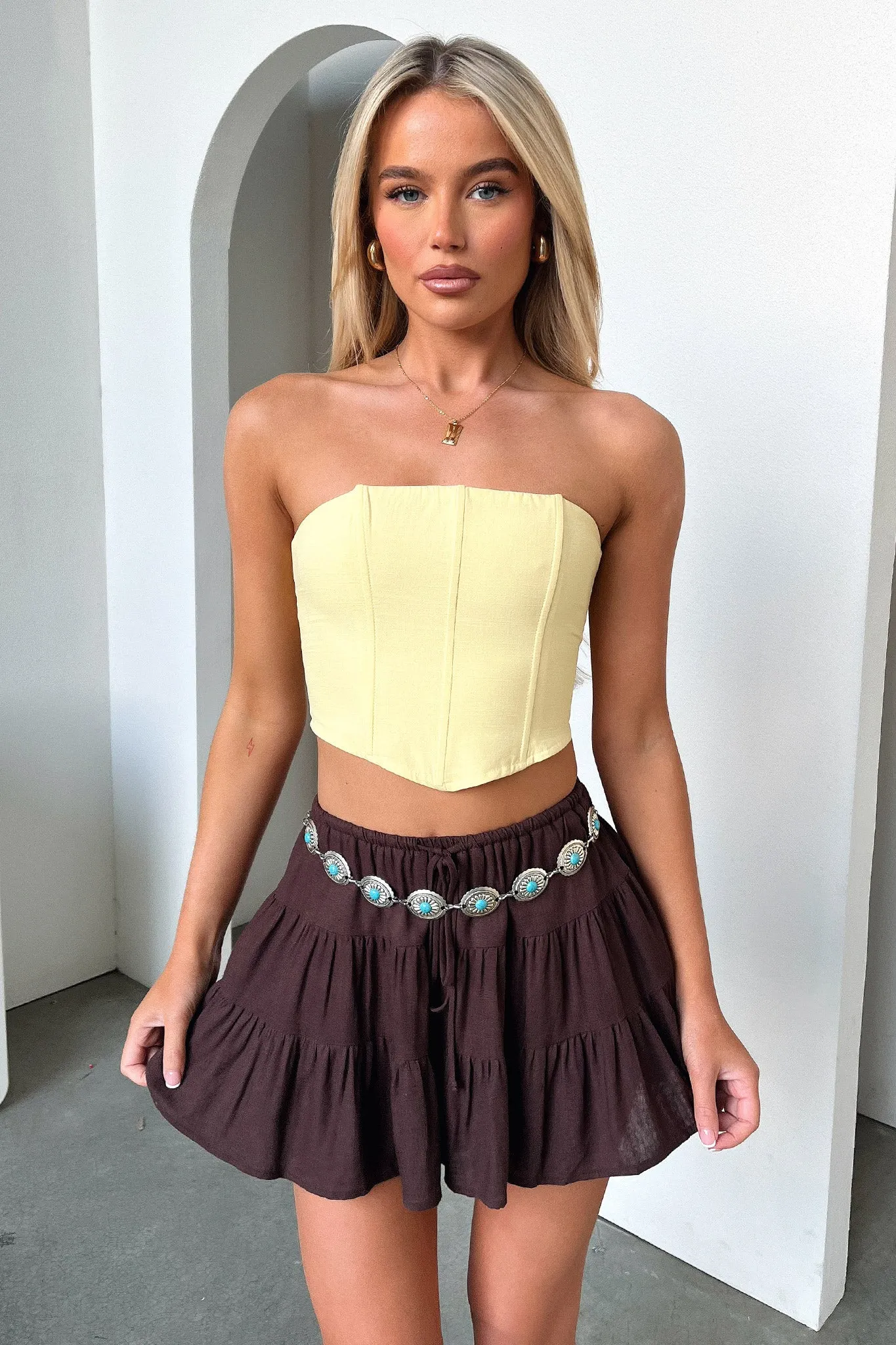 Travel Ready Smart Design Tullie Tiered Mini Skirt - Brown