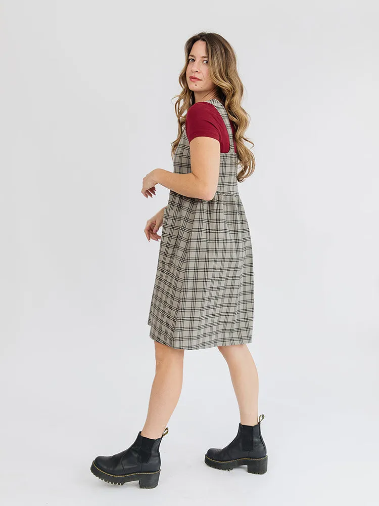 Billie Jumper Dress - Cement Plaid Saga Vibe Creative Flow