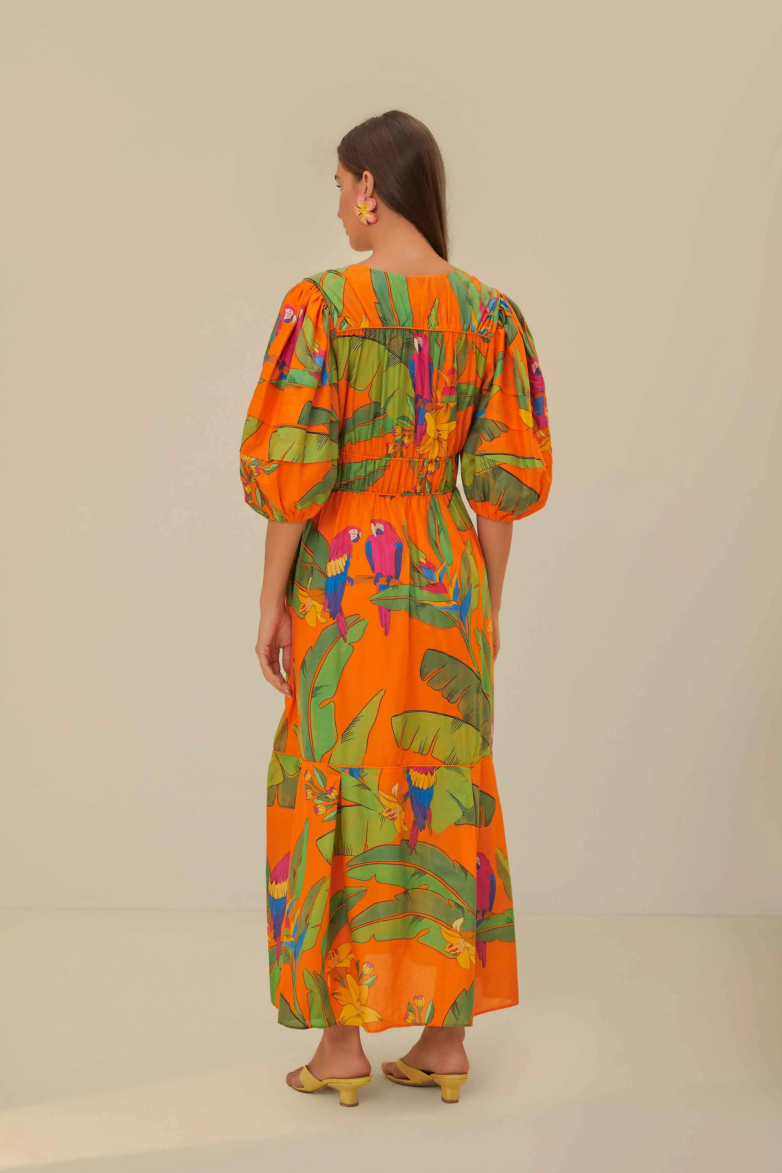 Orange Fresh Macaws Midi Dress Smart Outfit