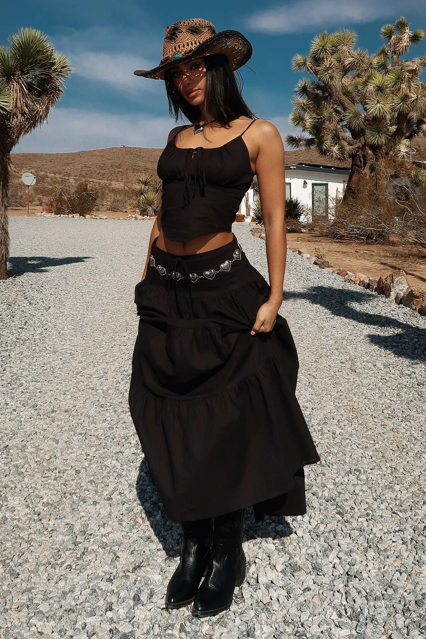 Barbados Linen Maxi Skirt - Black Effortless Wear