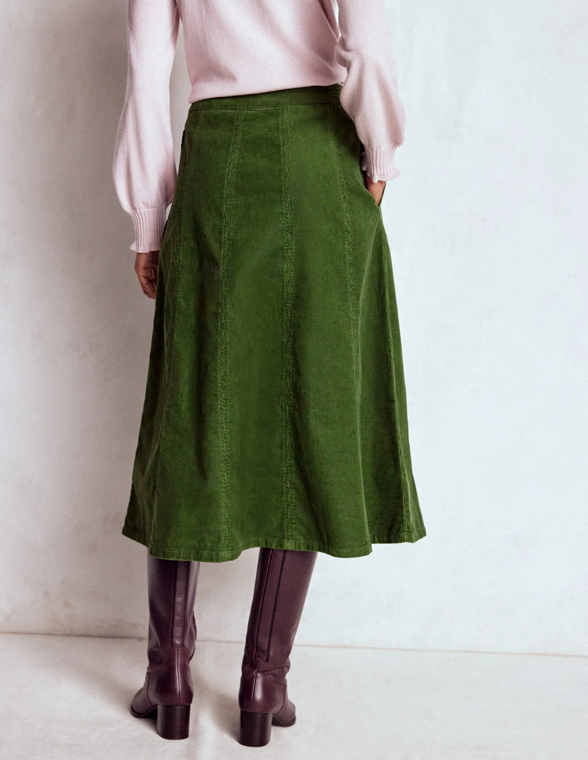 Joy Cord Midi Skirt-Fern Stretch Material Outfit Mix
