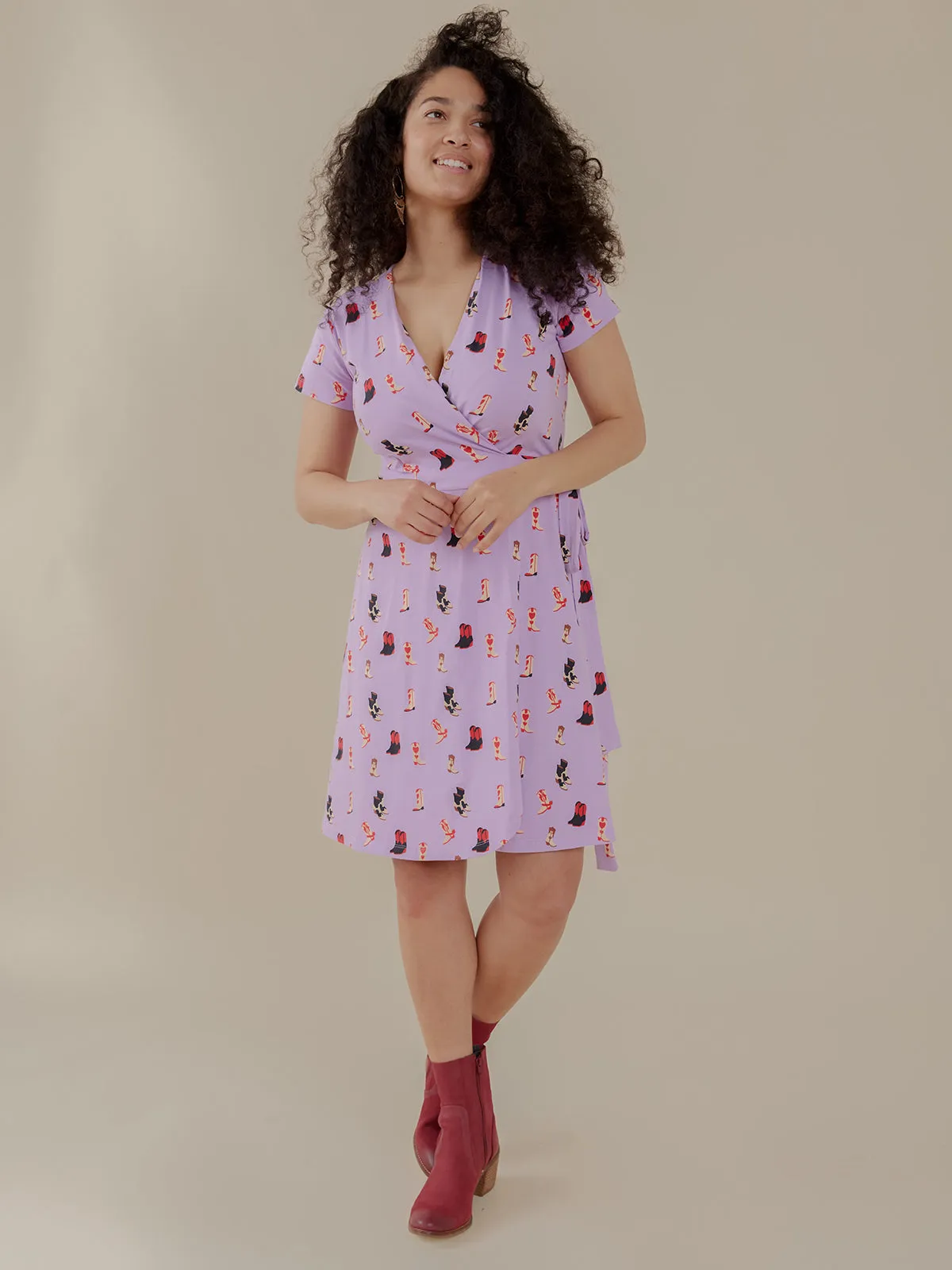 Katie Wrap Dress - Two Step Lavender LowMaintenance Material
