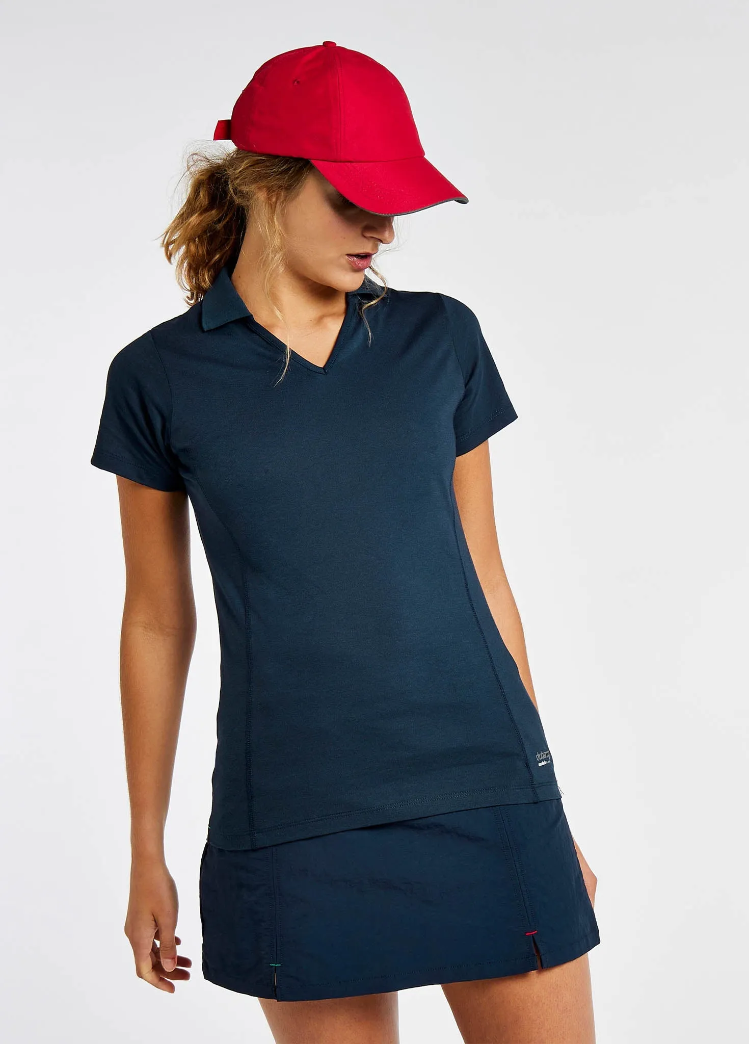 Seville Women's V-neck Polo - Navy SeamlessFit Work Ready