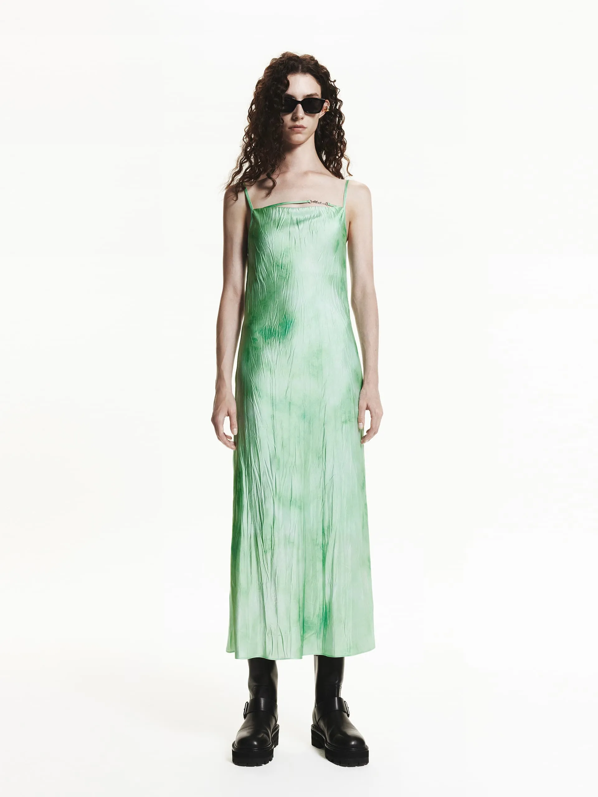 Classy Appearance Style Easy Crinkled Texture Printed Dress