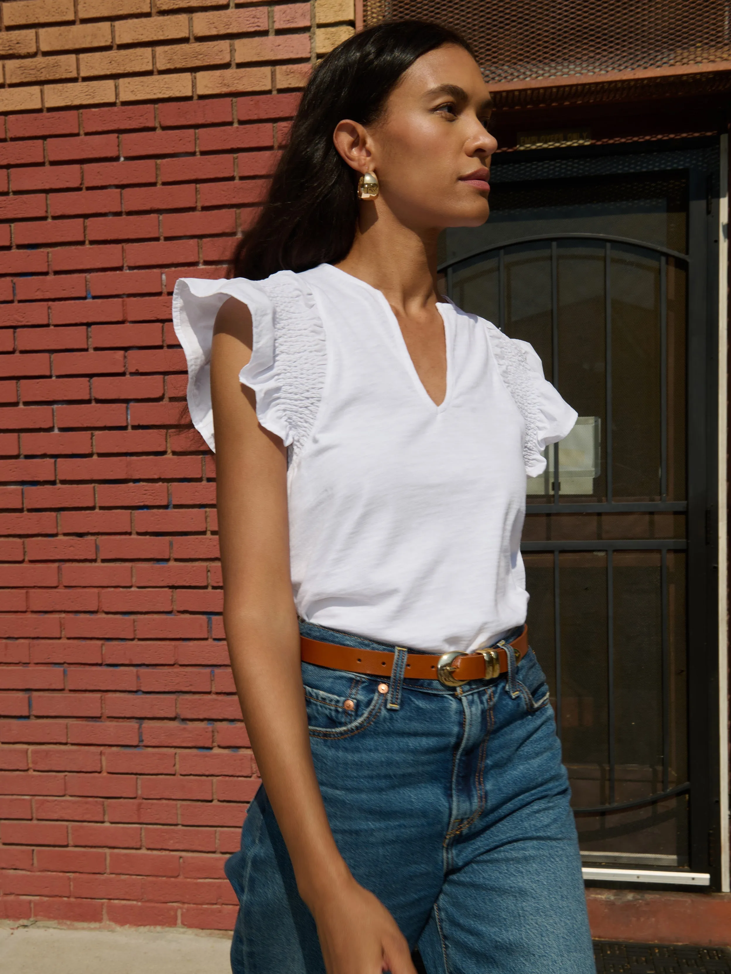 Utility Mode UVProtection Coating Christa Ruffle Top