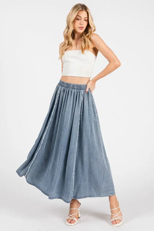 LowProfile Fasteners Tencel Denim Midi Skirt