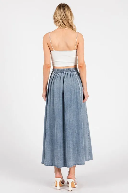 Tencel Denim Midi Skirt QuickReleaseClosure