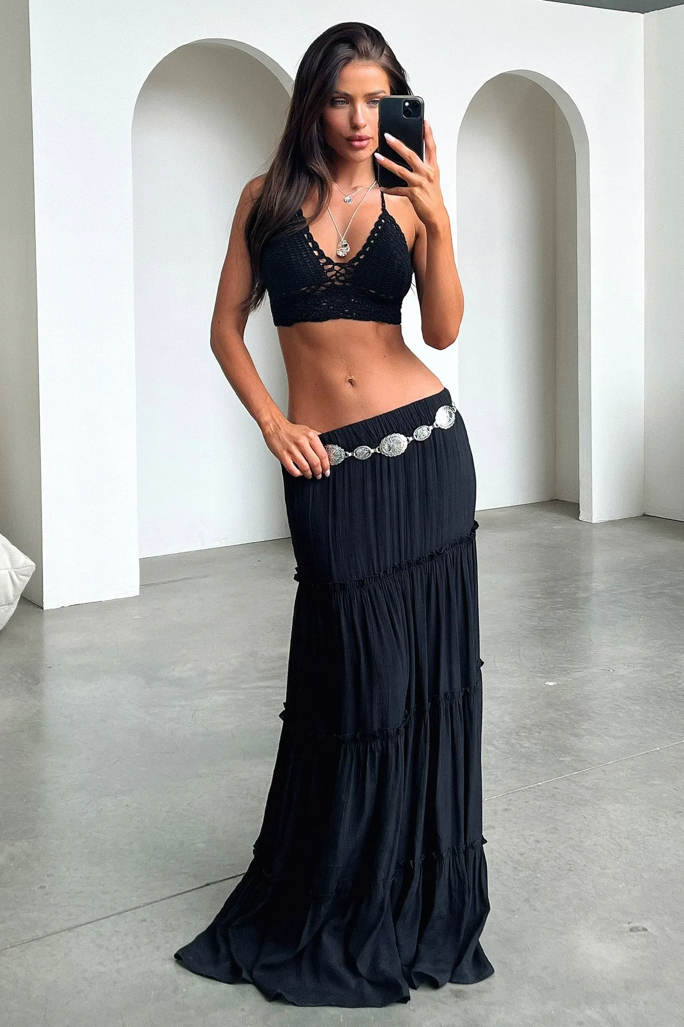 Dunne Maxi Skirt - Black High Street Chic