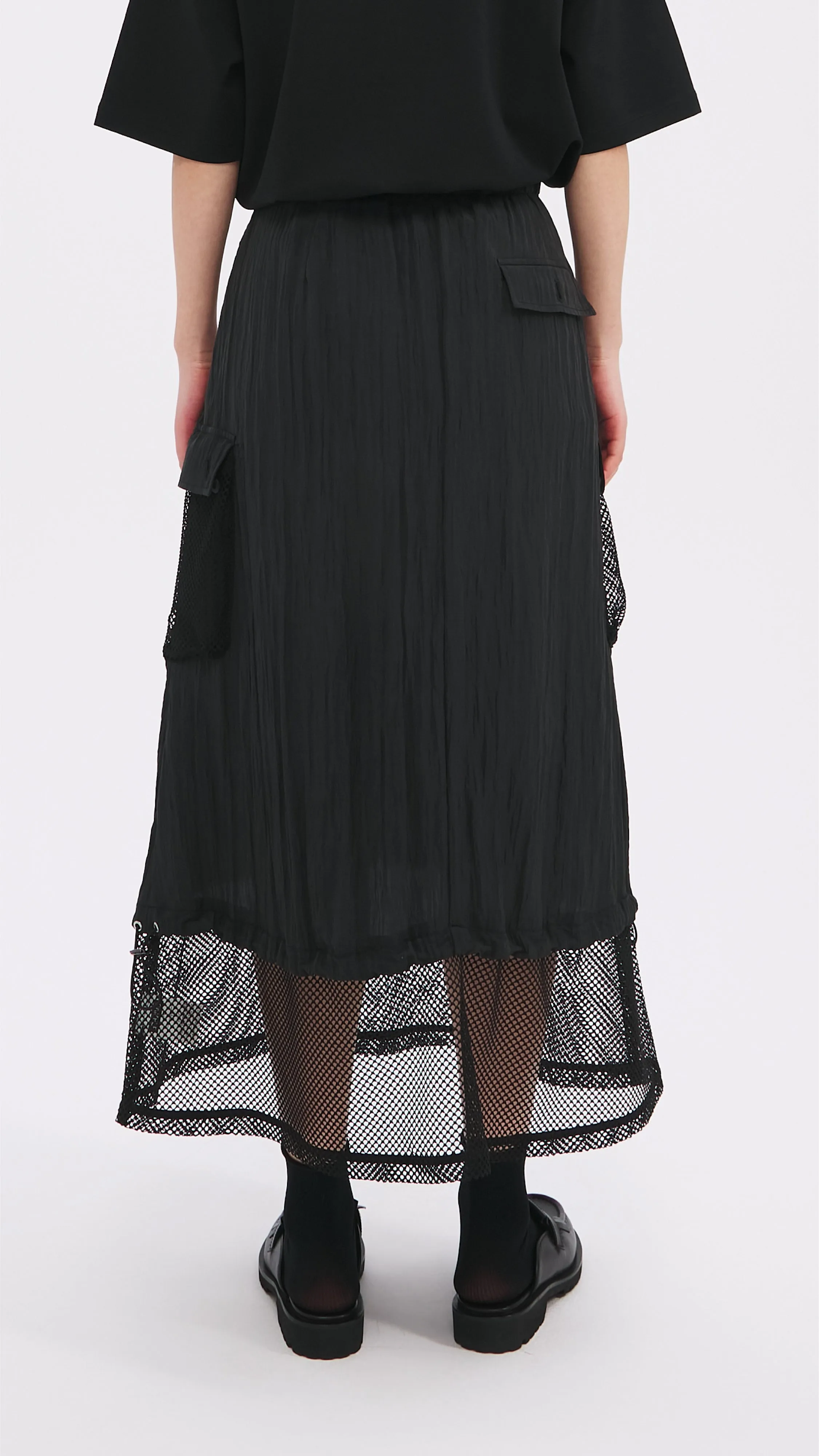 Travel Friendly Sleek Detail Nylon Patch Skirt