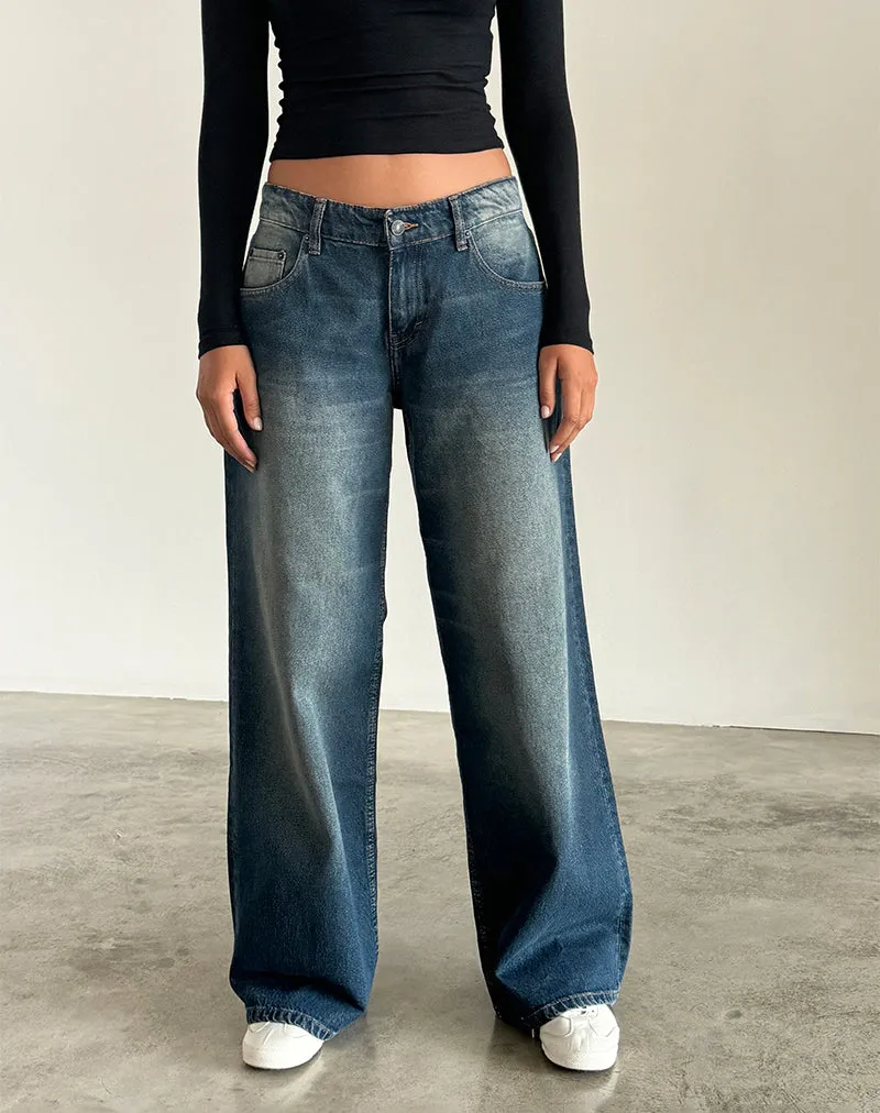 Roomy Extra Wide Low Rise Jeans in Dark Vintage AntiPillFinish
