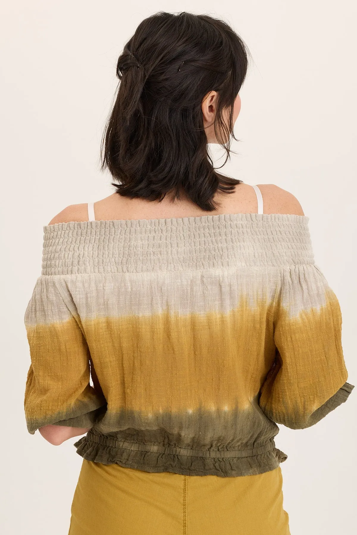 Jolia Gauze Off-Shoulder Billow Sleeve Top RecycledBlend QuickDryTechnology