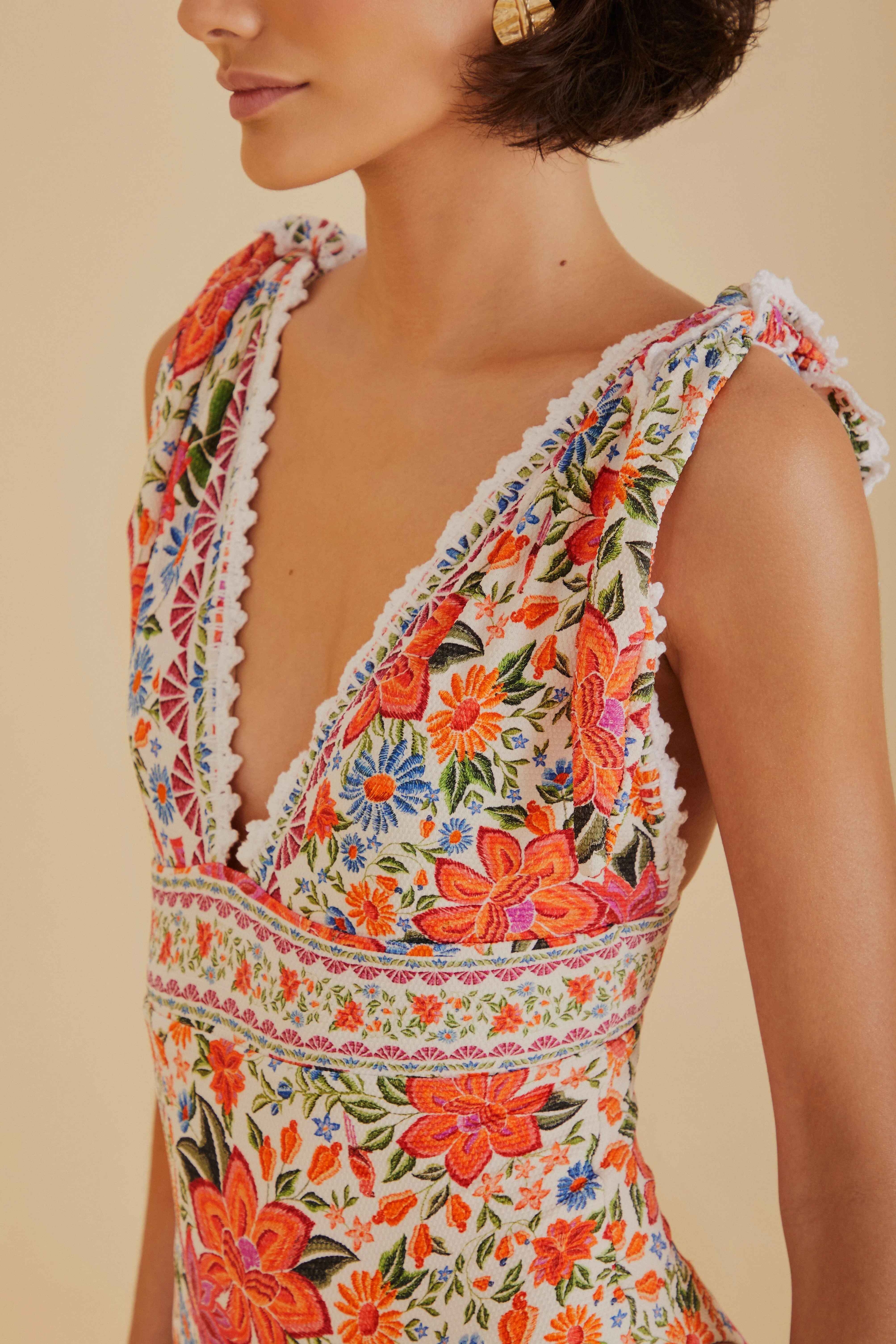 High Elasticity Material Bloom Garden One Piece Swimsuit