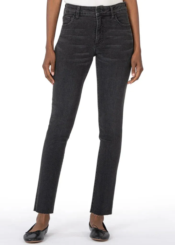 outdoor mode Long KUT Reese High Rise Fab Ab Ankle Straight Leg Black Jeans