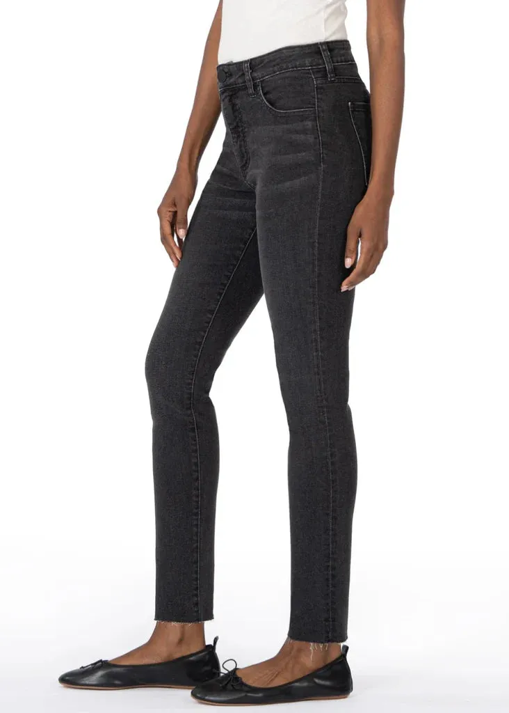 Clean Fit Model Edge Long KUT Reese High Rise Fab Ab Ankle Straight Leg Black Jeans
