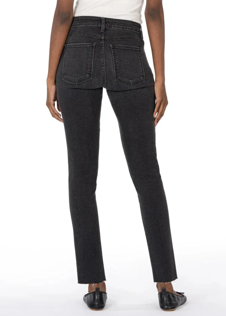 Adjustable Waistbands LightweightDesign Long KUT Reese High Rise Fab Ab Ankle Straight Leg Black Jeans