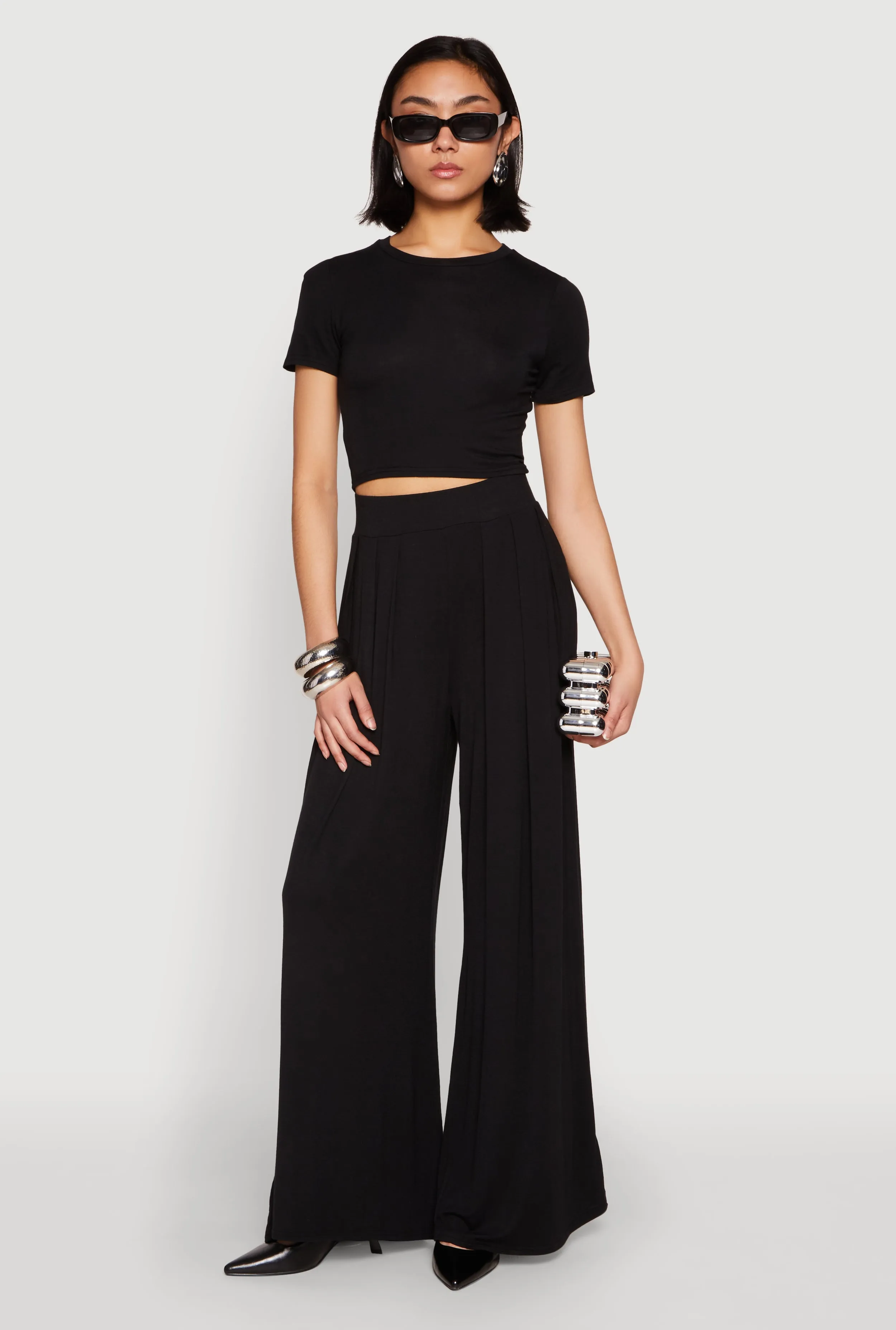 Layering Options Street Trend Solid Short Sleeve Crew Neck Crop Top