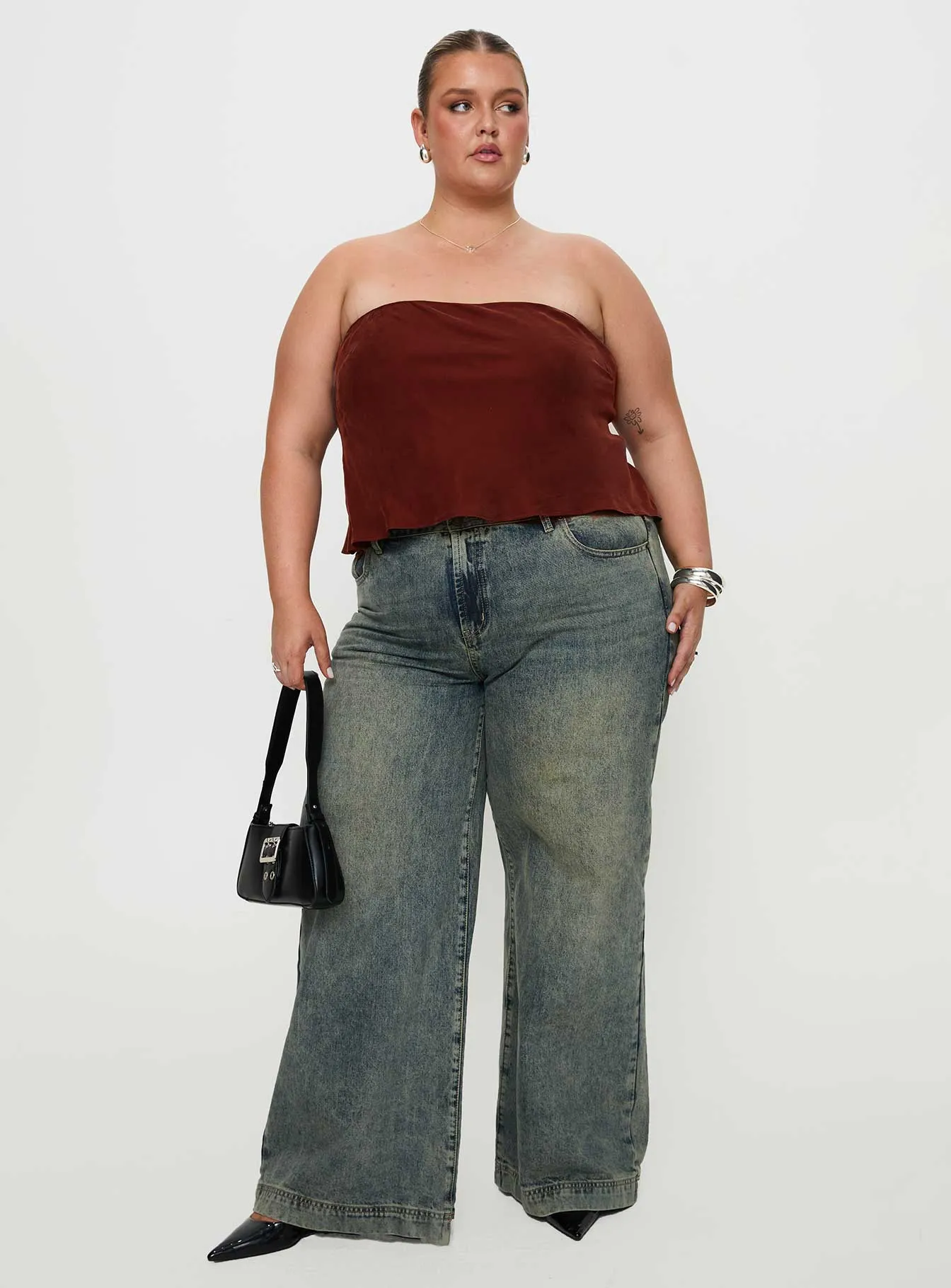 UVProtection Lucelia Strapless Top Brown Curve