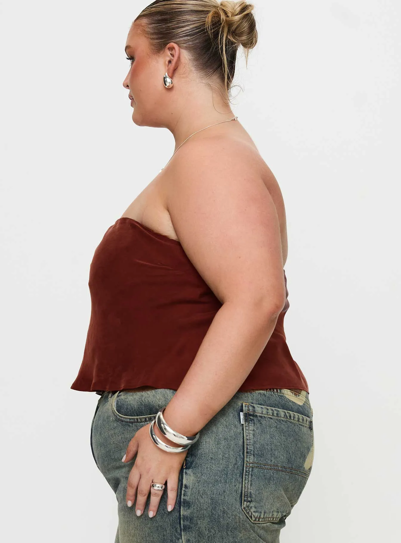Lucelia Strapless Top Brown Curve Sporty Cardigan