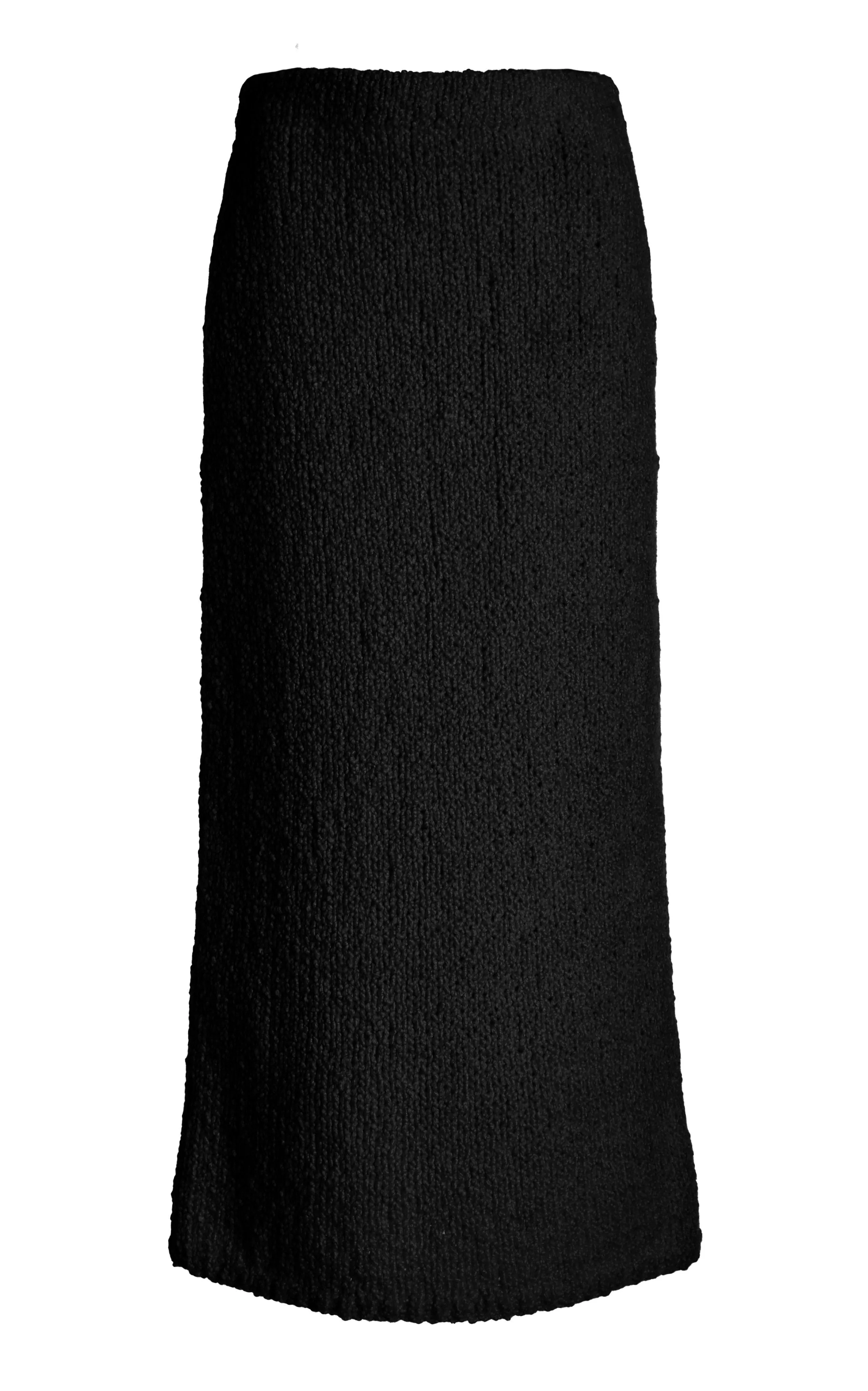 Titan Knit Maxi Skirt in Black Cashmere Boucle Knee Length Casual Moments