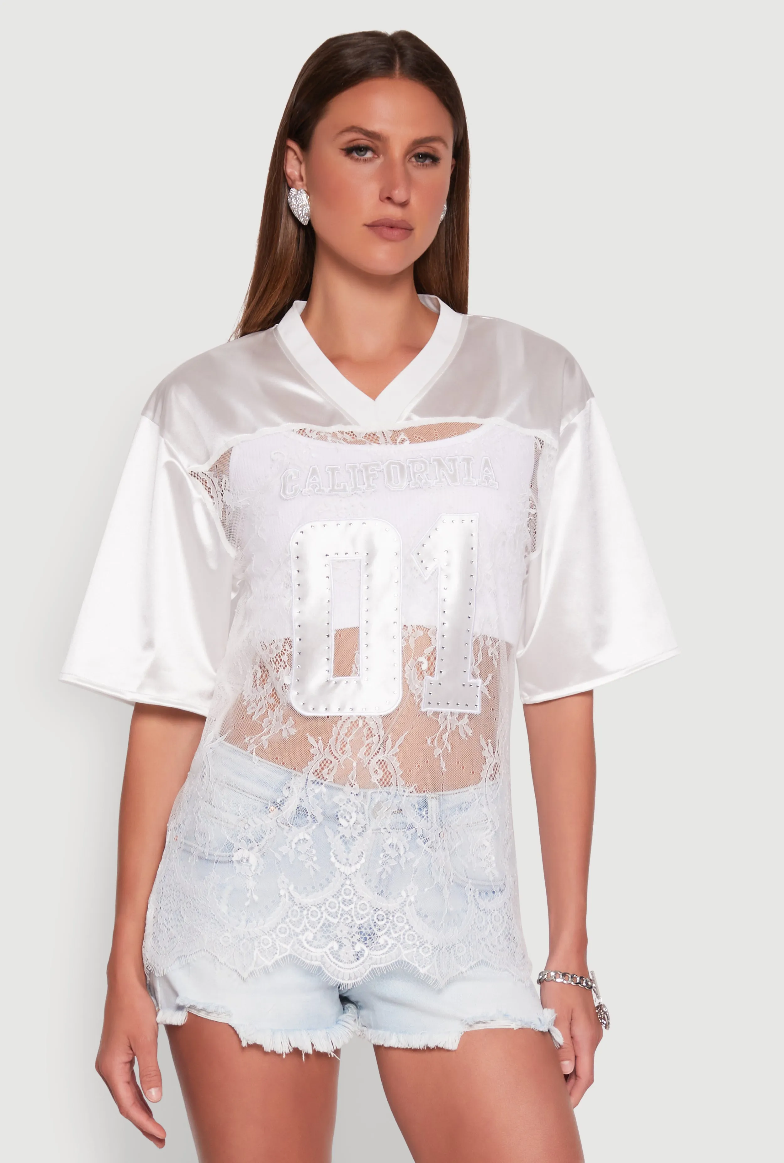 Versatile Comfort Wear Sublimation Printed Collar Satin Detail California Graphic Top