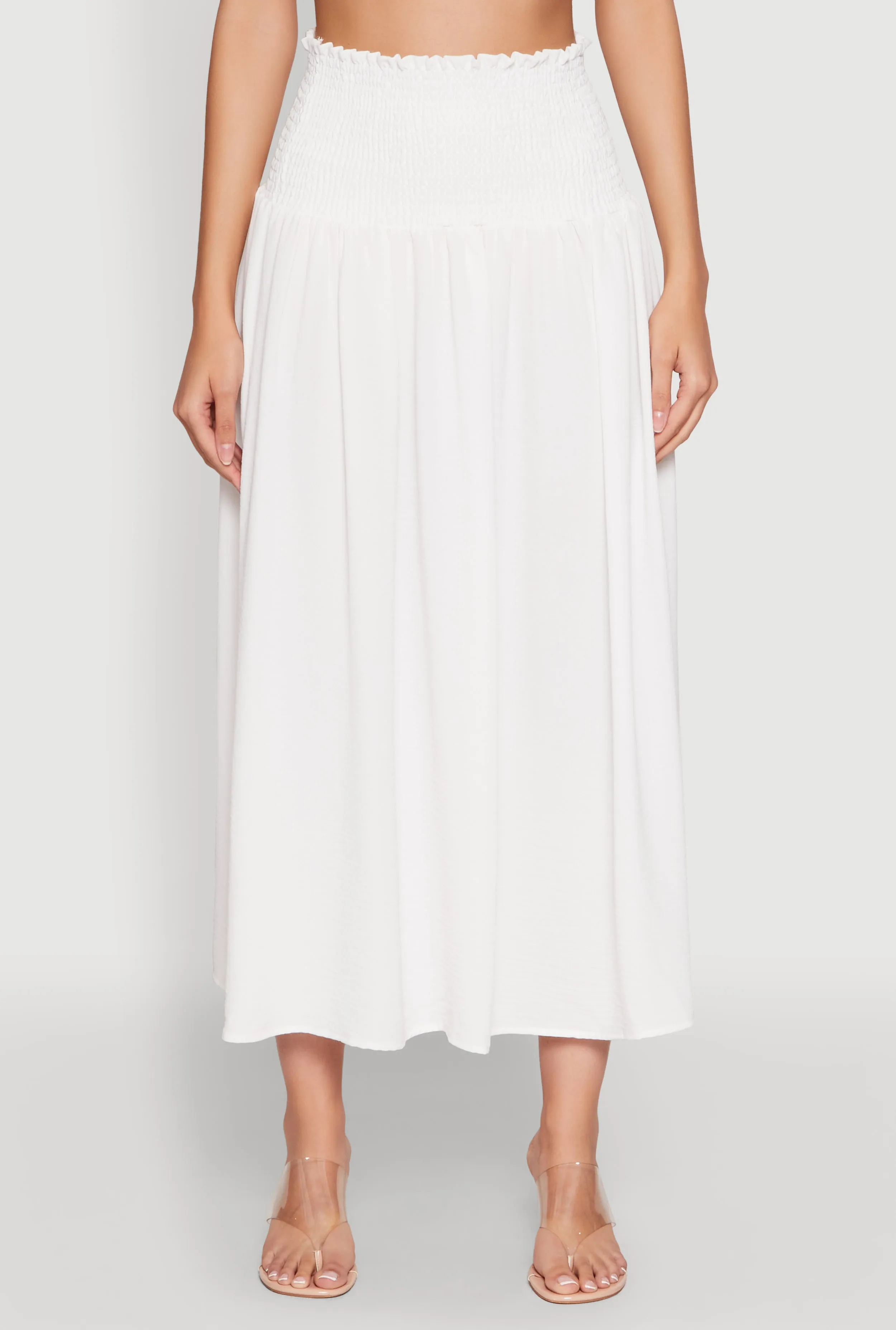 Airy Smocked High Waist Skirt Resort Vacation Day Ready