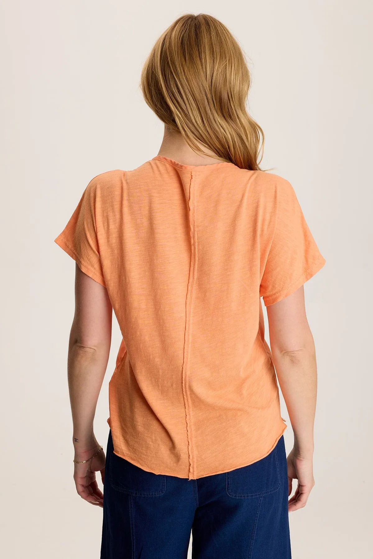 Werner Twill Ruched Cord Relaxed V-Neck Tee MinimalistDesign