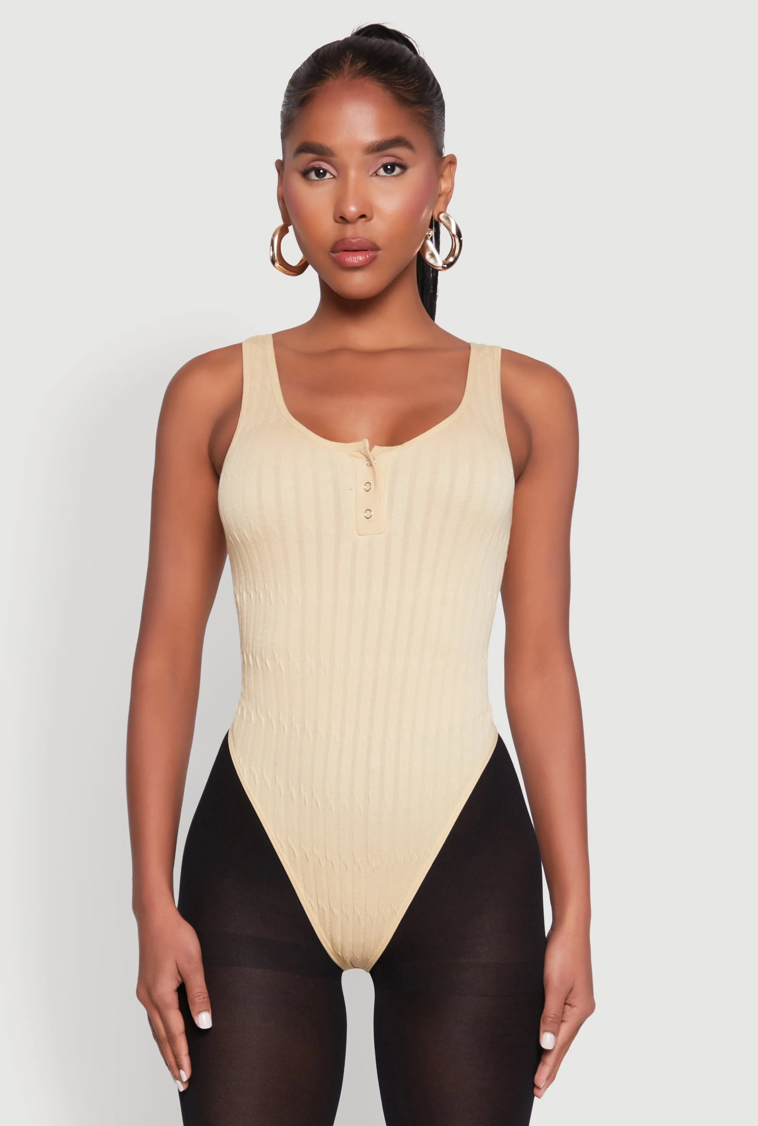 Seamless Snap Button Notch Neck Bodysuit Cozy Lightweight Premium Lightweight
