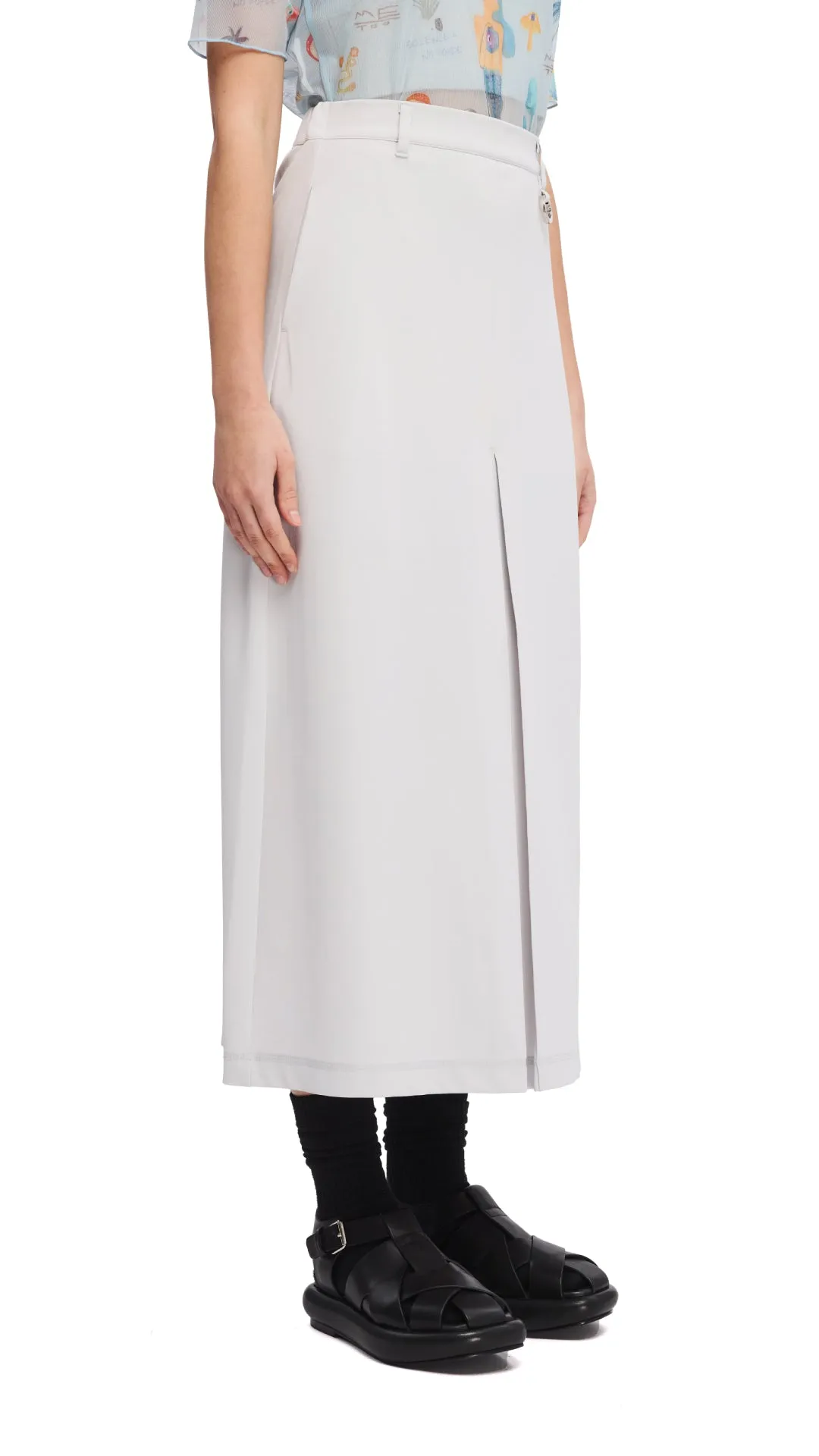 Pocket Design Pleated Midi Skirt