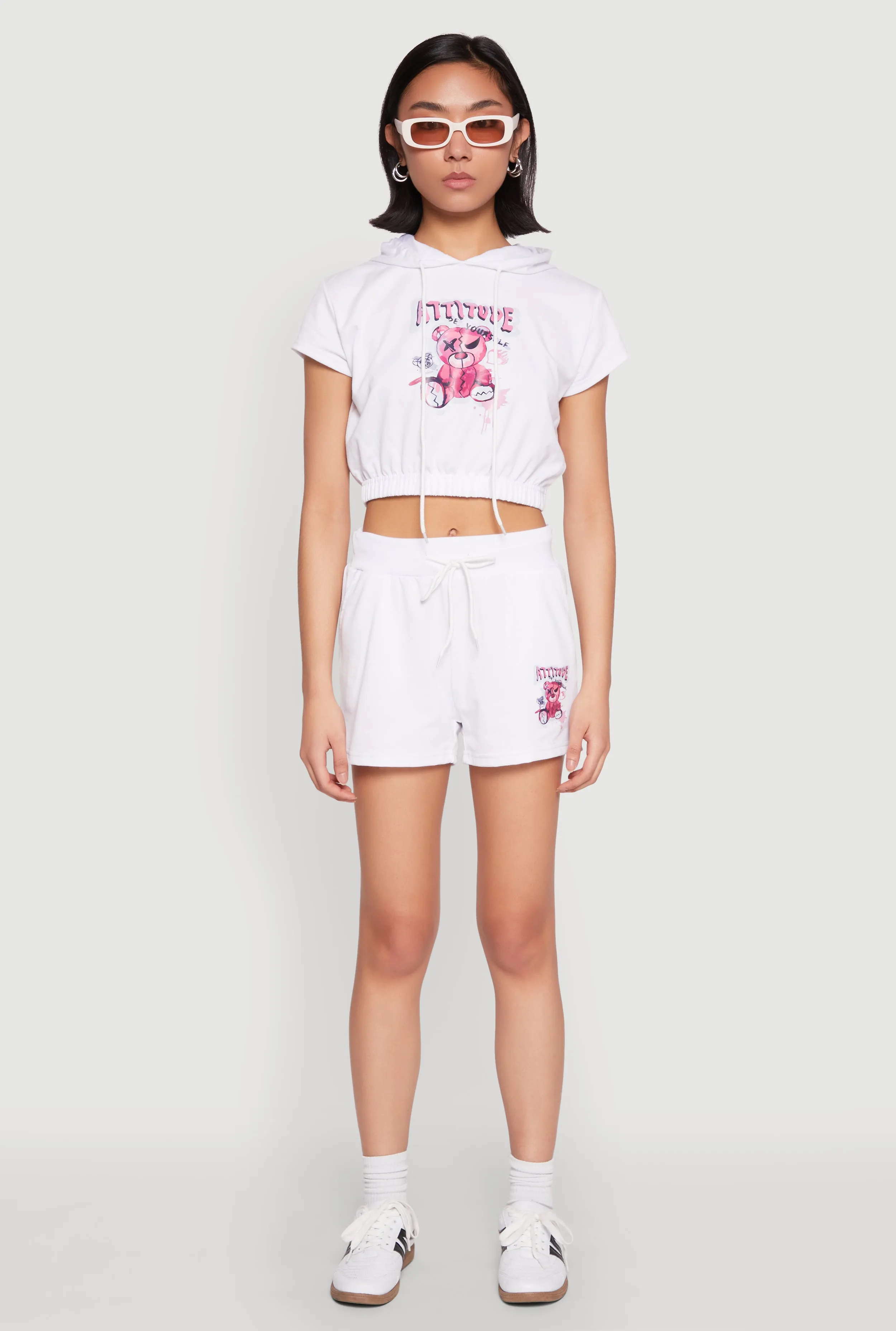 French Terry Bear Graphic Shorts Nylon shorts Eco Conscious Packaging