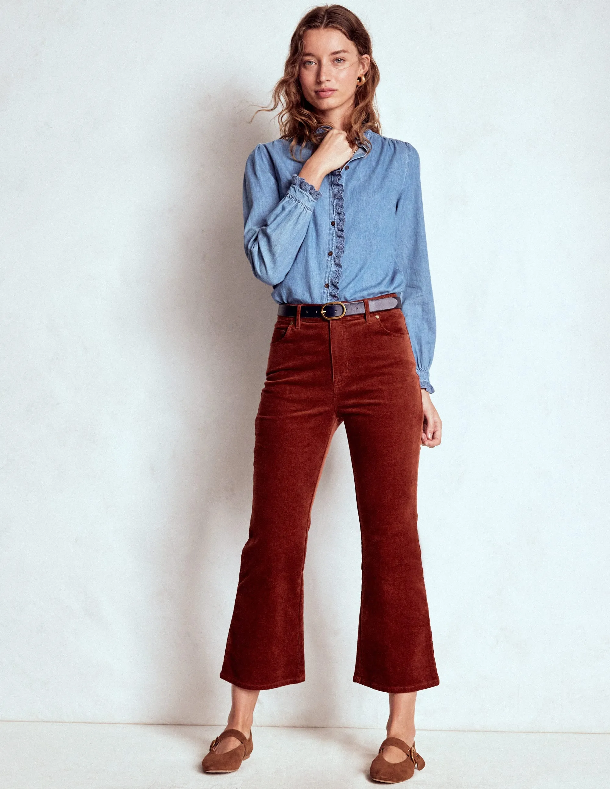 5-Pocket Cord Kick Jeans-Fired Brick Base Wear