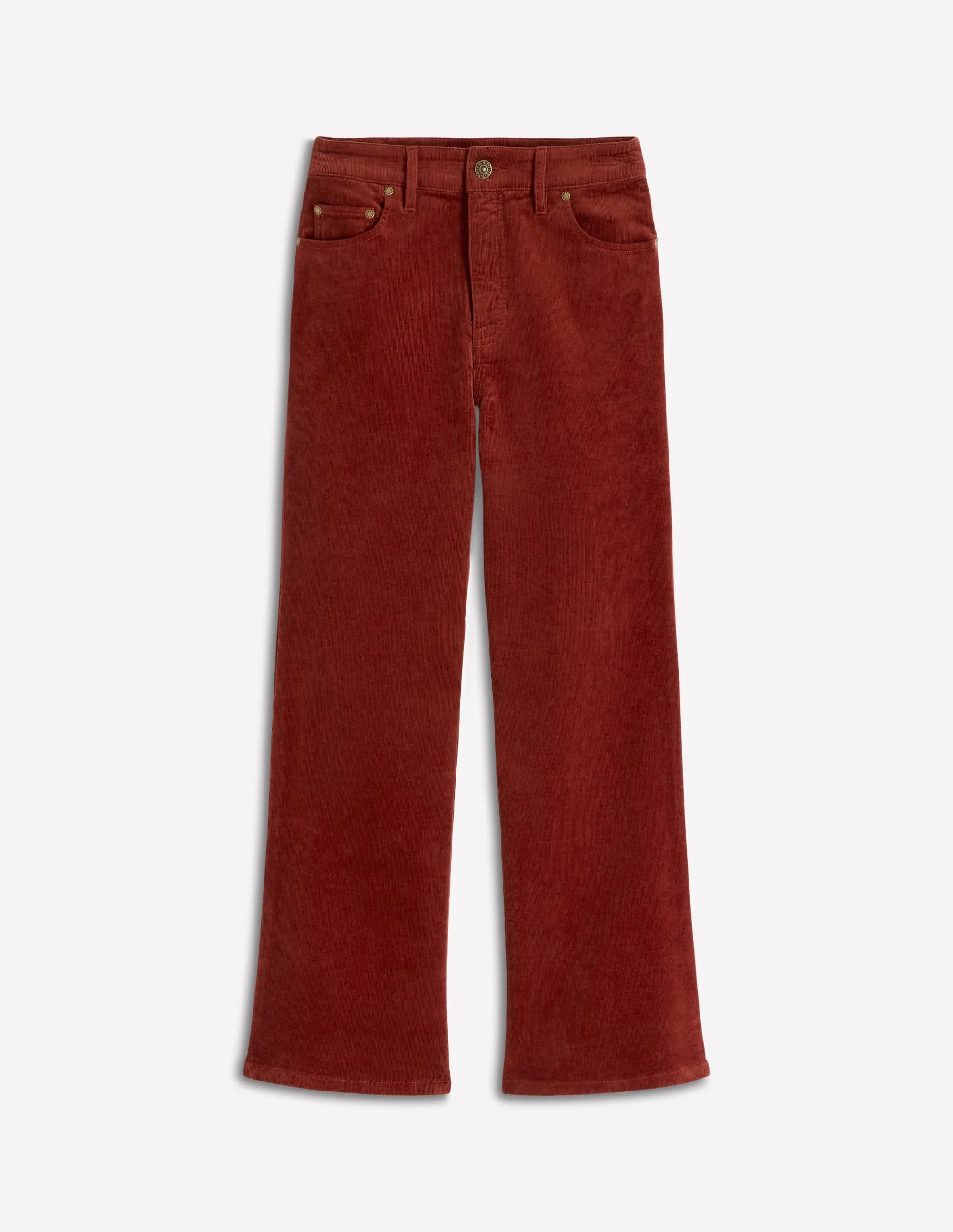 5-Pocket Cord Kick Jeans-Fired Brick Work Meeting Relaxed Style Easy Layering