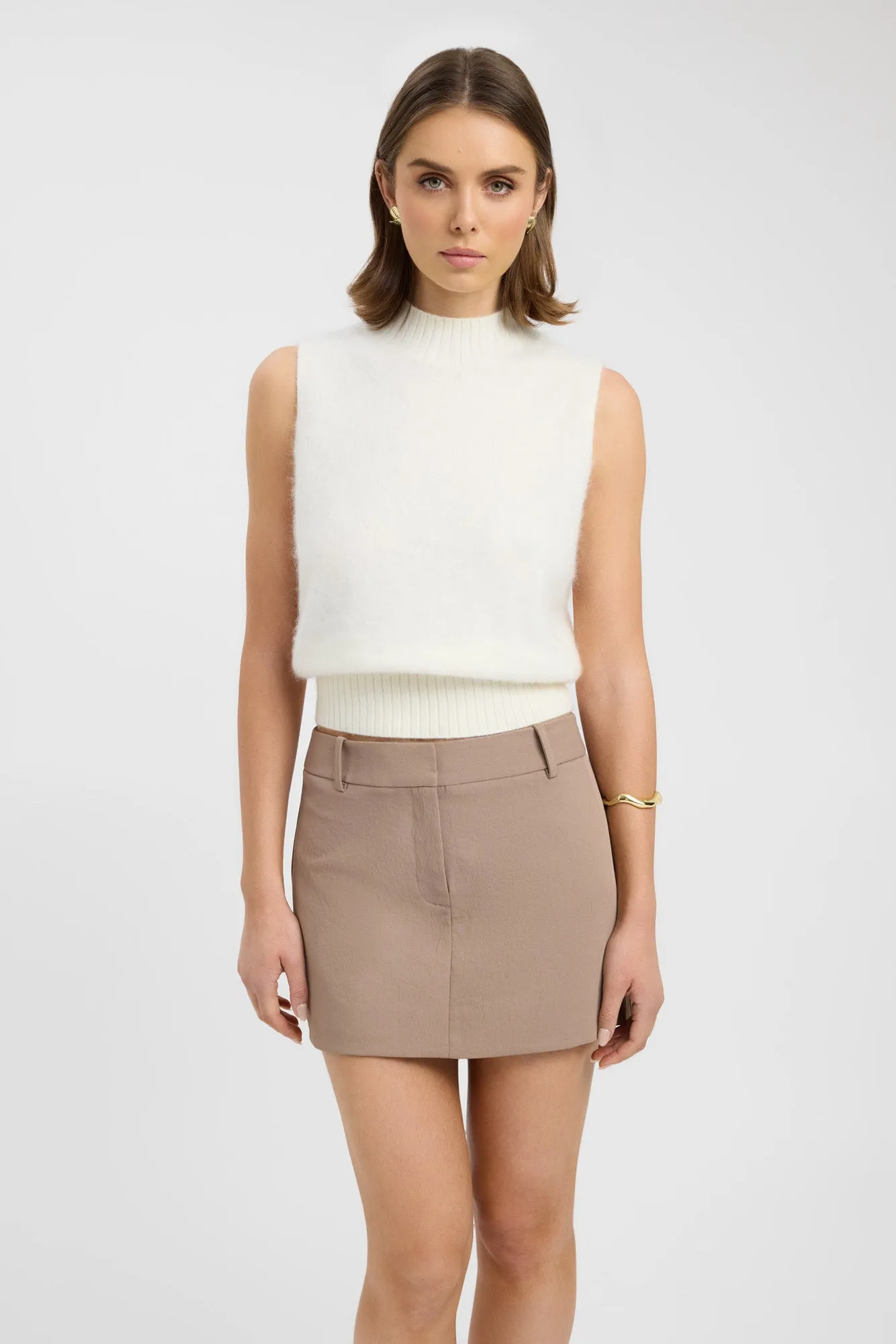 Ariel Low Rise Mini Skirt Button Details Wardrobe Basics
